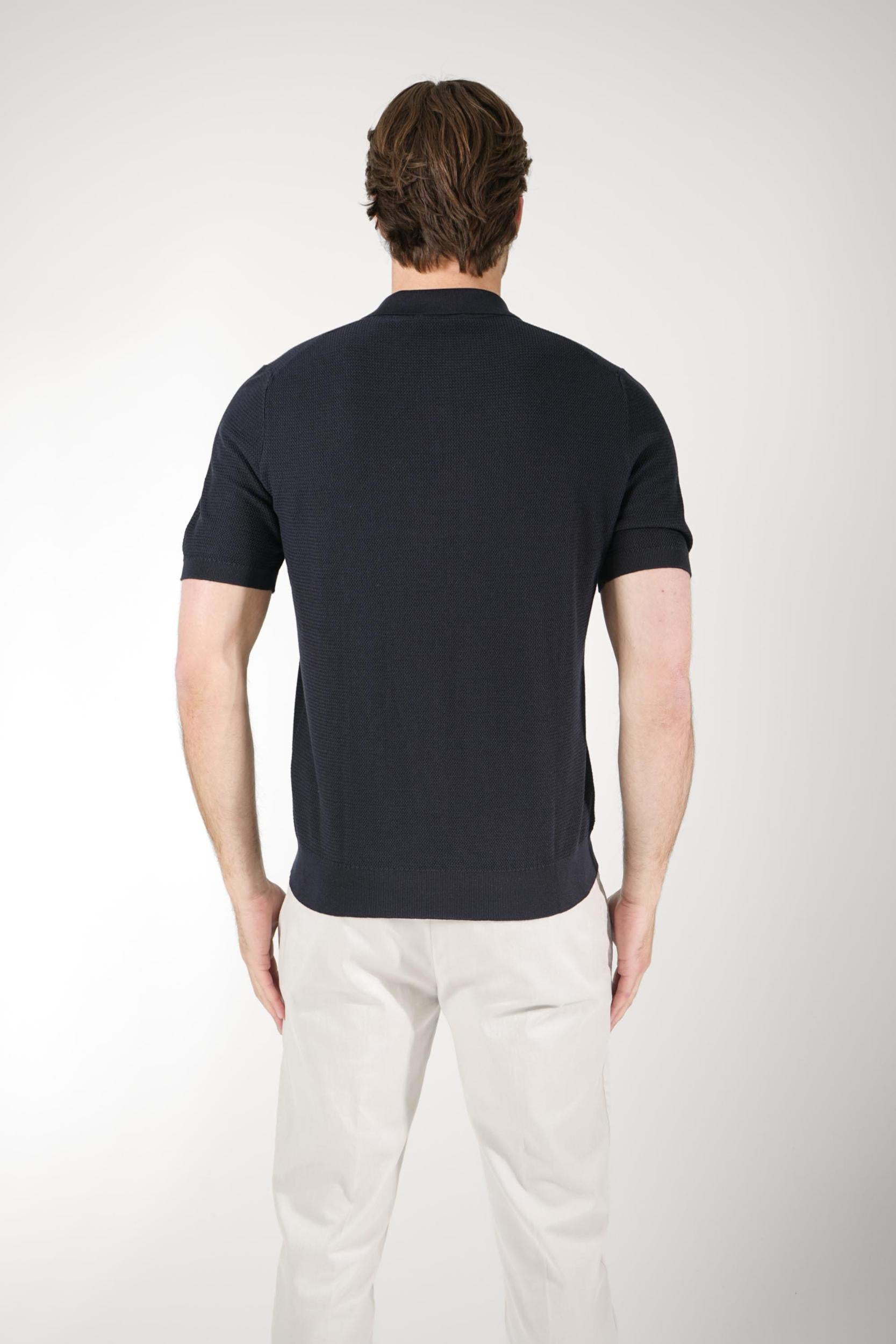 Gran Sasso V-Neck Polo Navy
