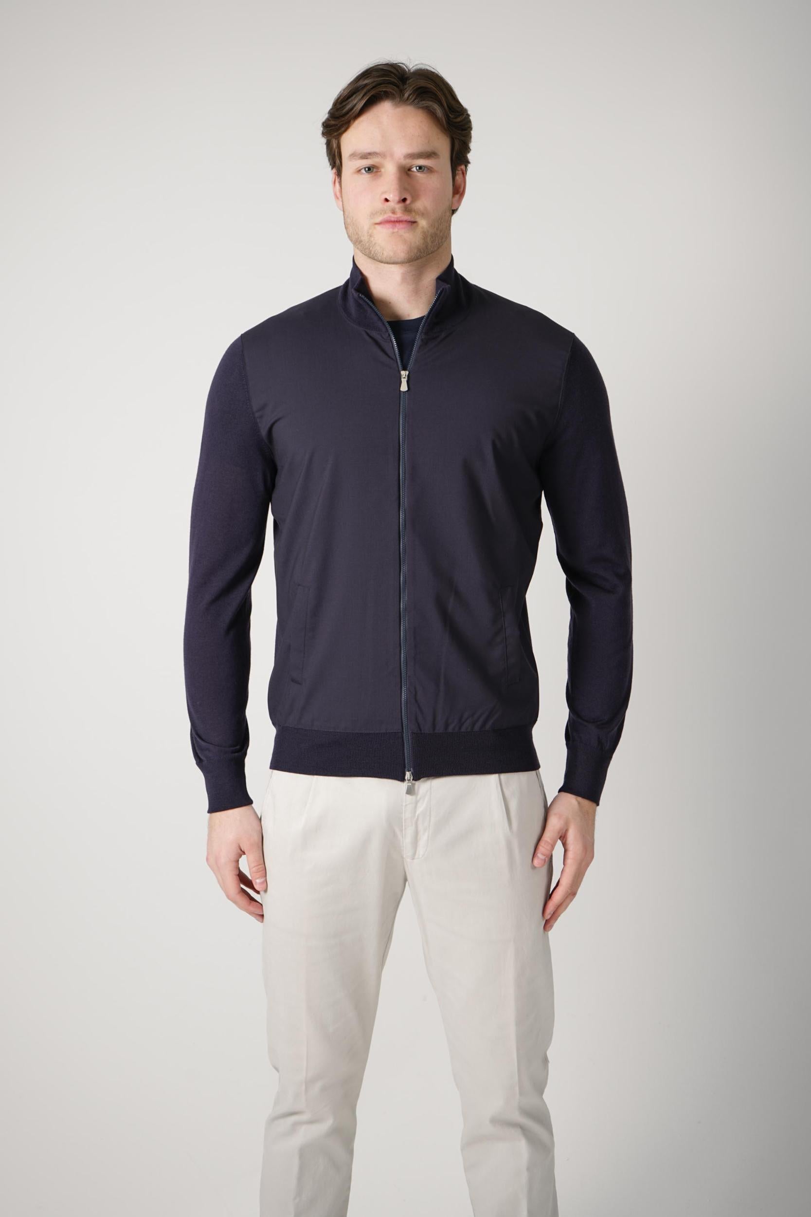 Gran Sasso Virgin Wool Full Zipper Navy