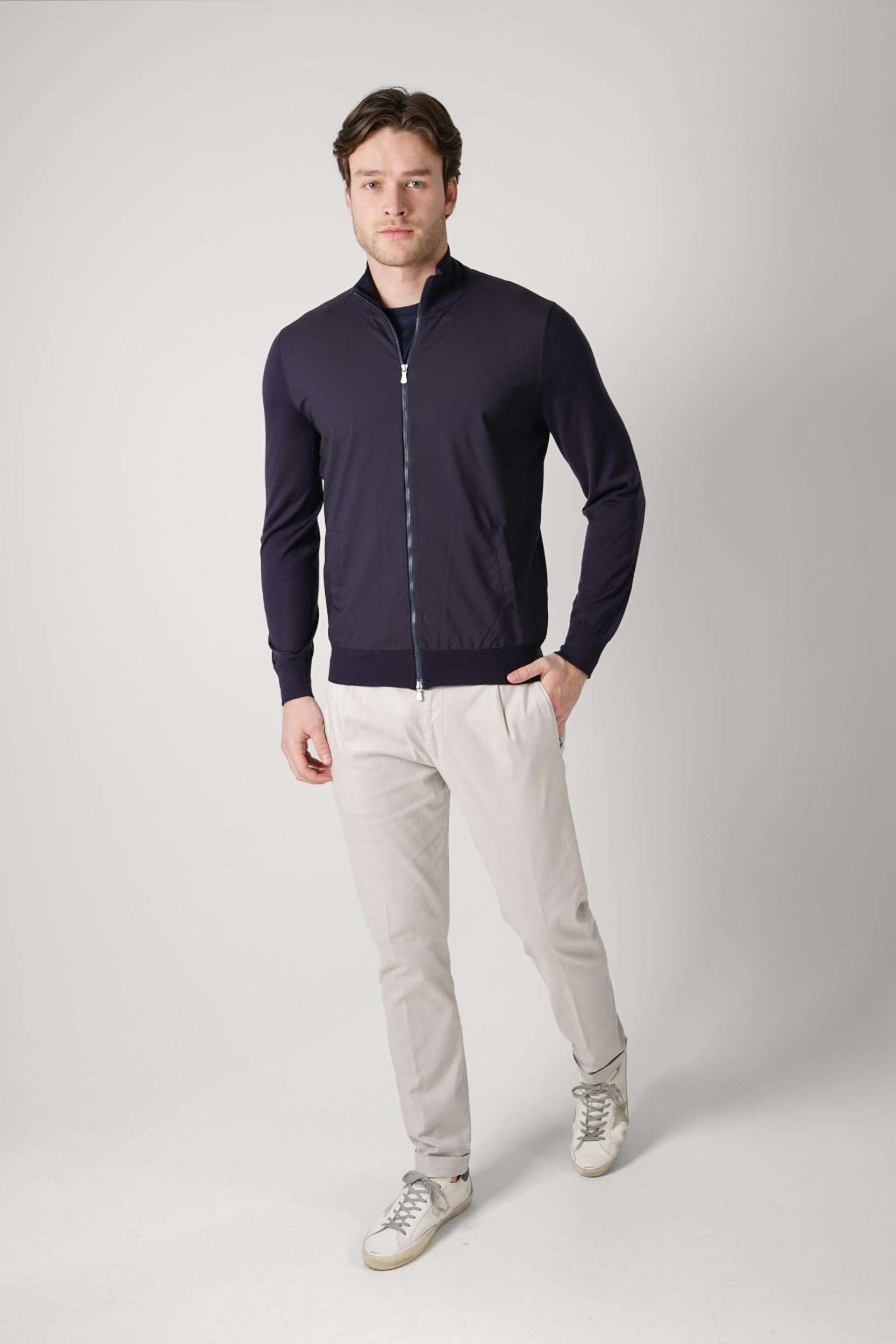 Gran Sasso Virgin Wool Full Zipper Navy