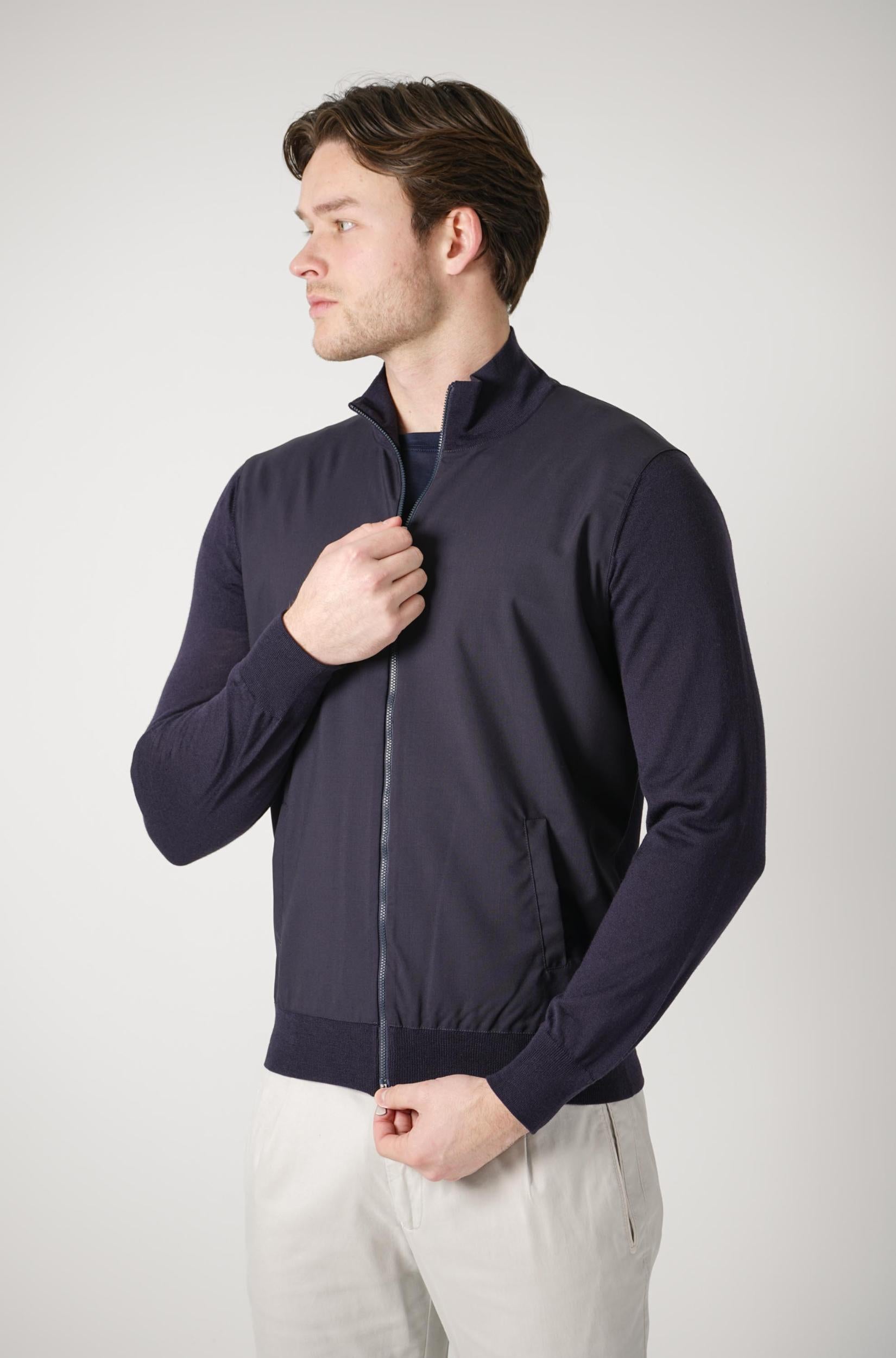 Gran Sasso Virgin Wool Full Zipper Navy