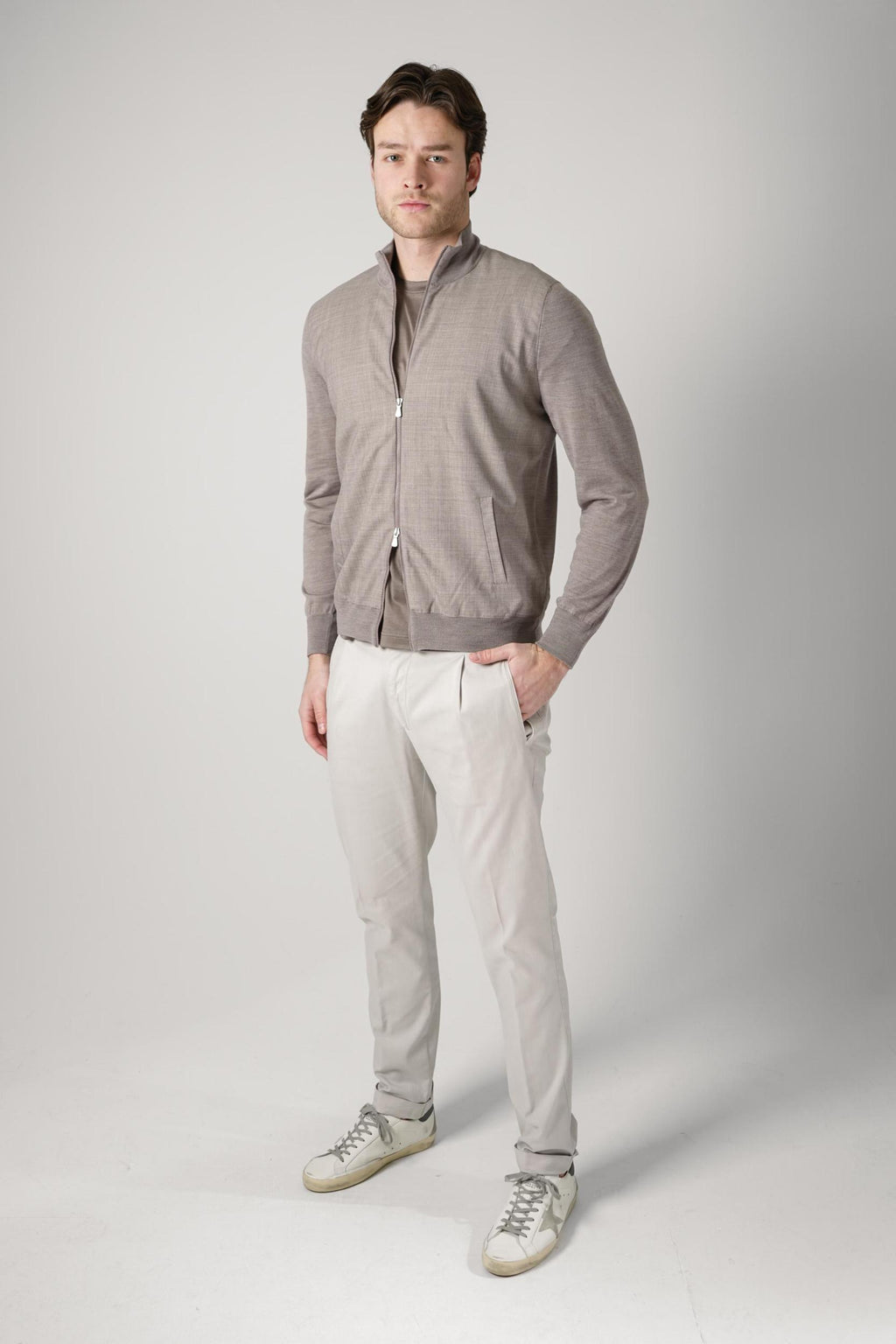 Gran Sasso Virgin Wool Full Zipper Taupe