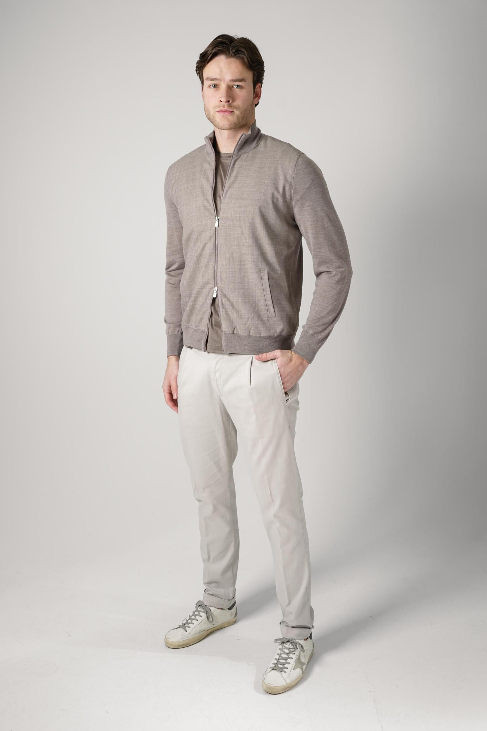 Gran Sasso Virgin Wool Full Zipper Taupe