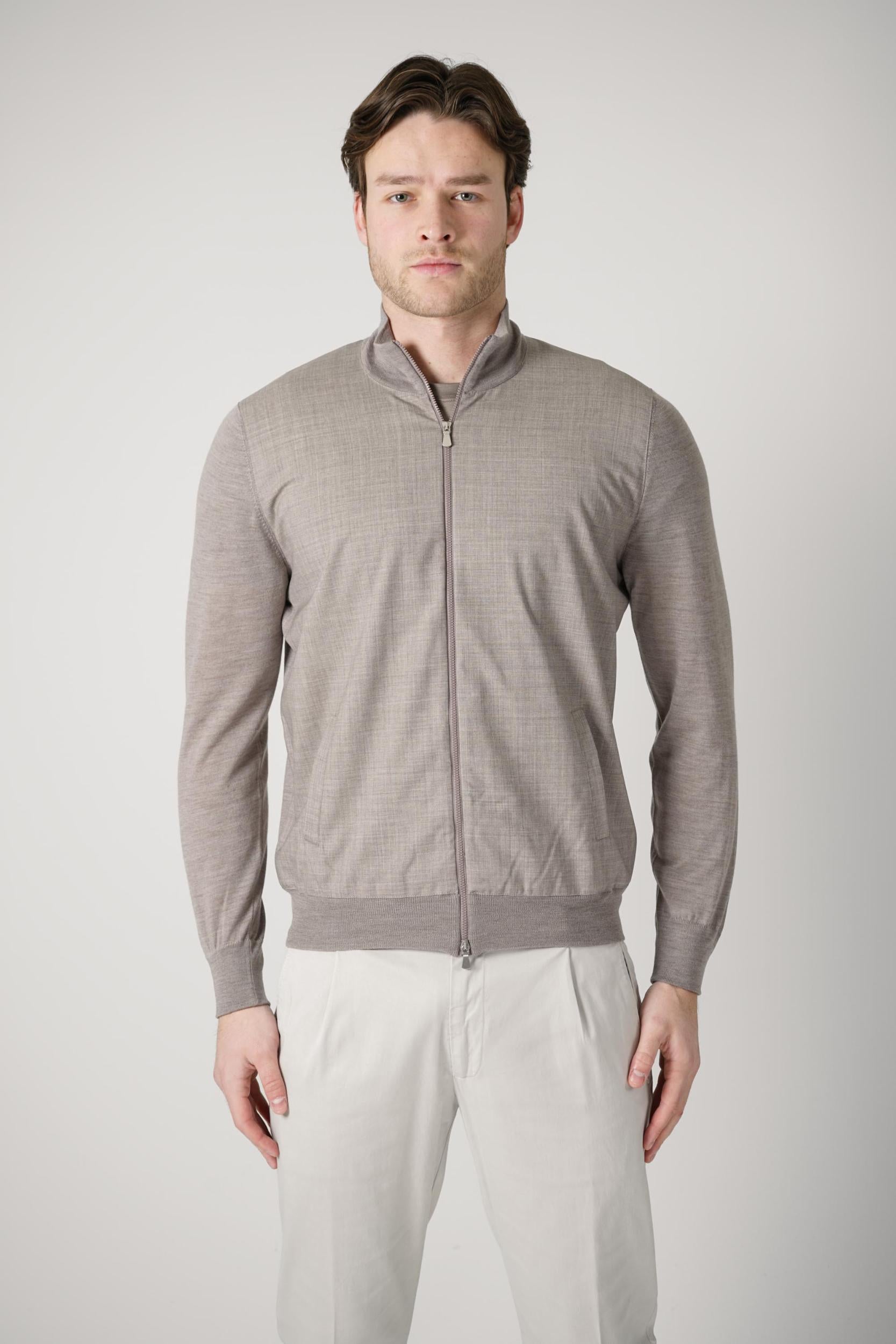 Gran Sasso Virgin Wool Full Zipper Taupe