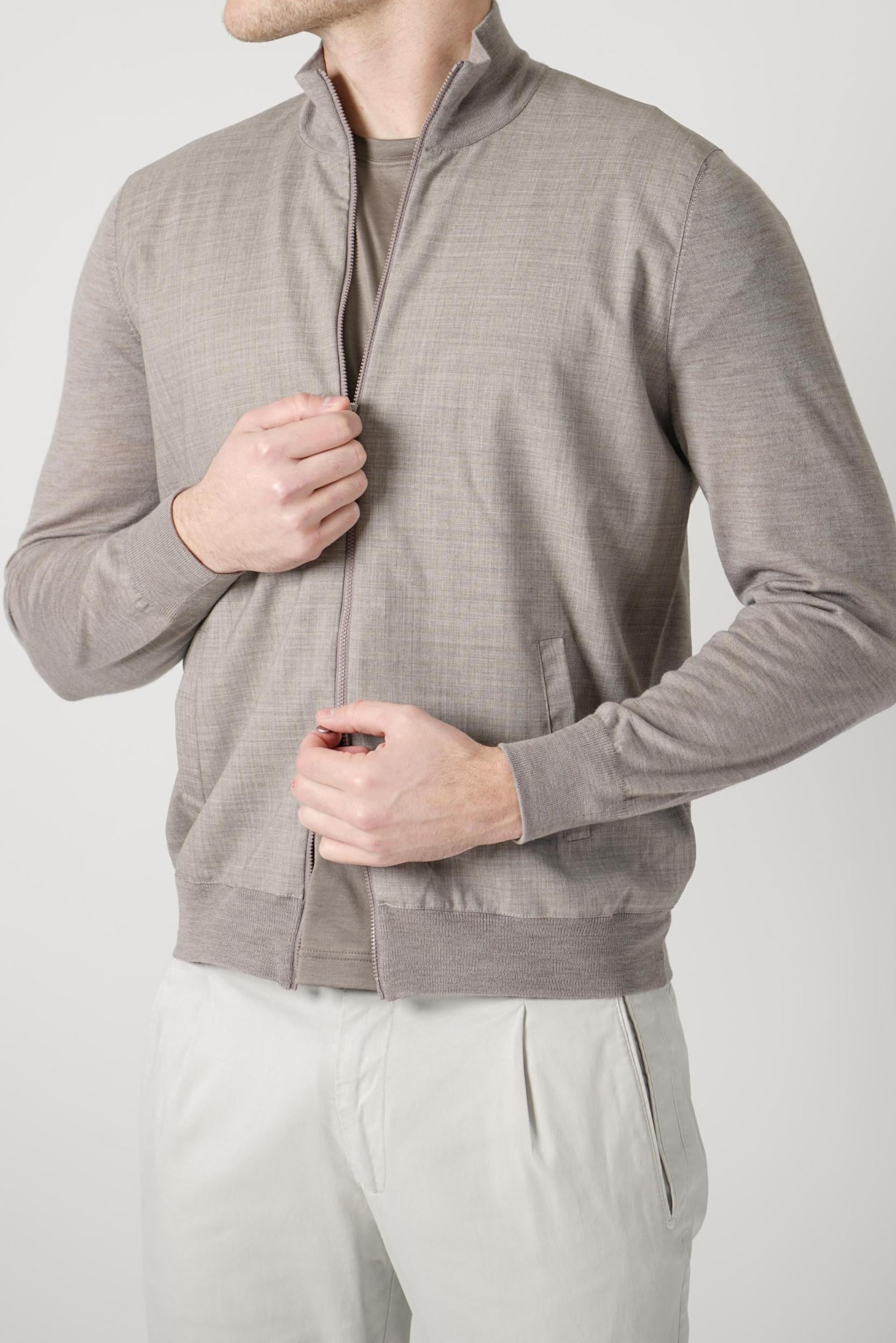 Gran Sasso Virgin Wool Full Zipper Taupe