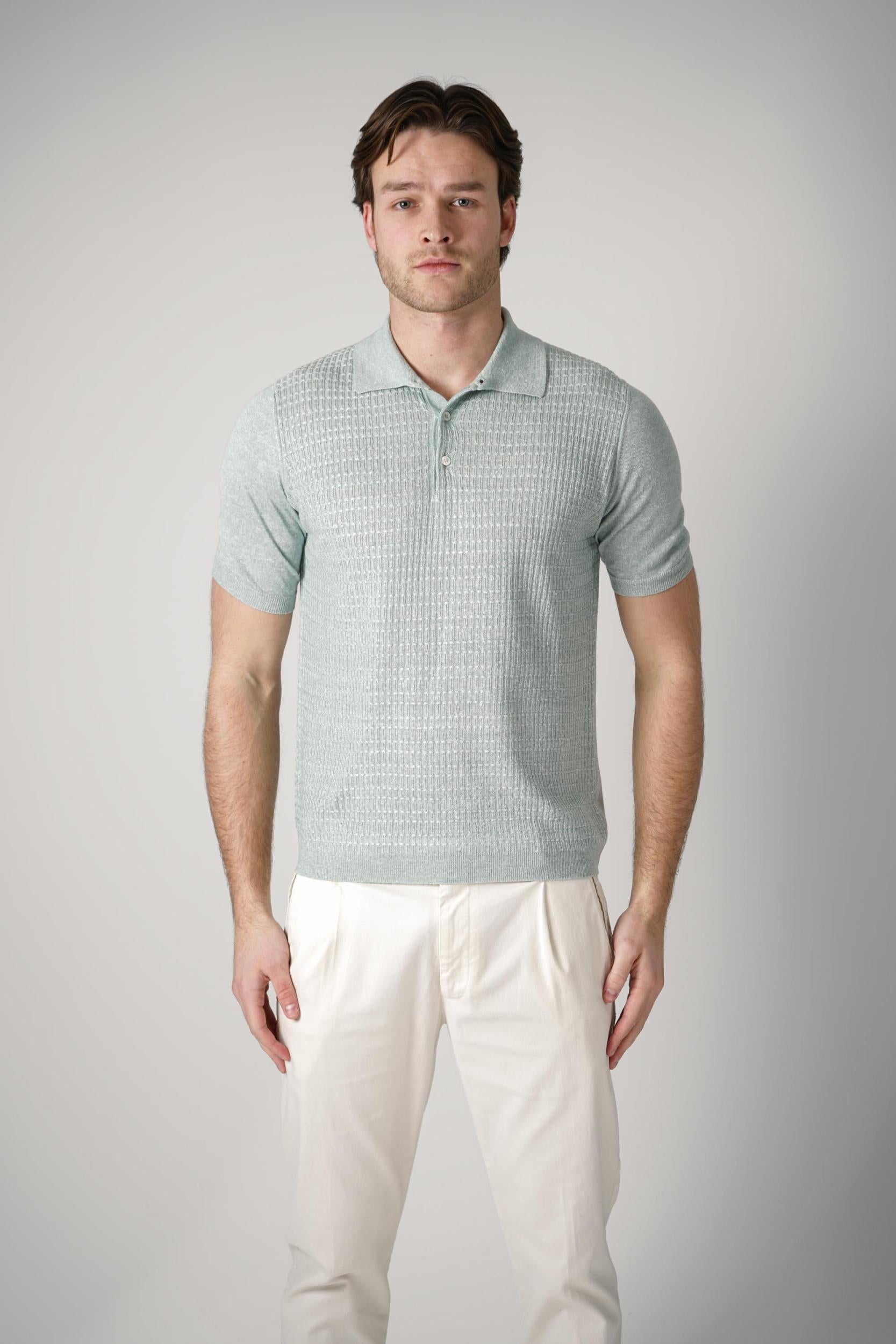 Maurizio Baldassari Front Stitch 3B Polo Azure