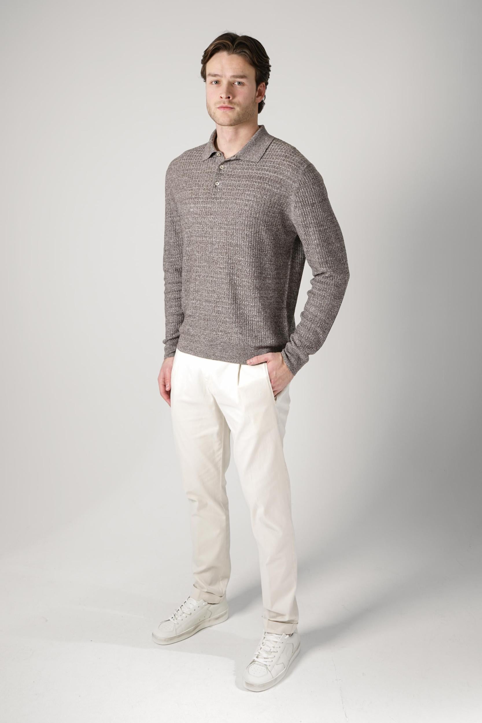 Maurizio Baldassari Micro Stitch 3B Polo Brown