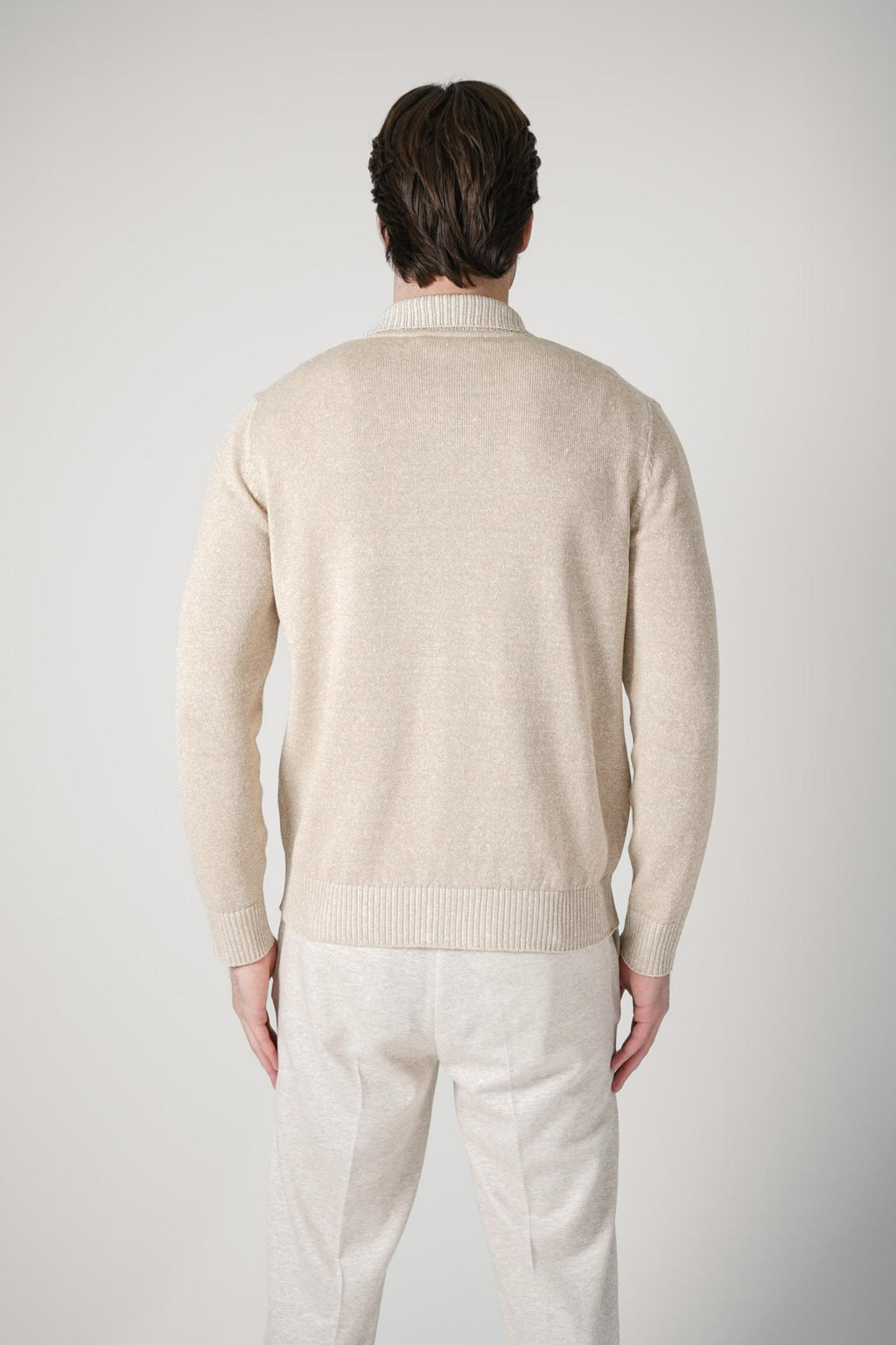 Maurizio Baldassari Vanise Knit Zipped Overshirt Beige