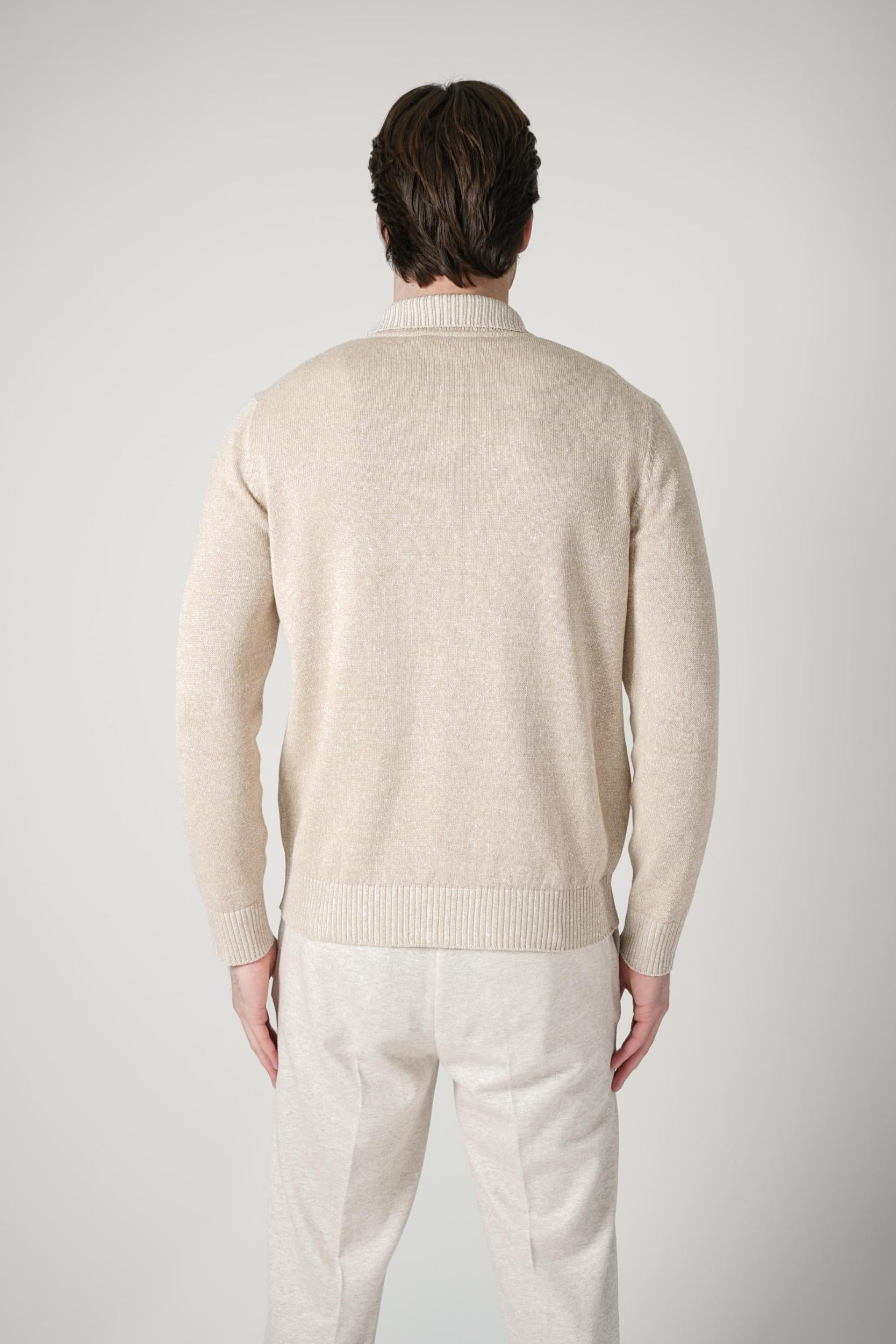 Maurizio Baldassari Vanise Knit Zipped Overshirt Beige