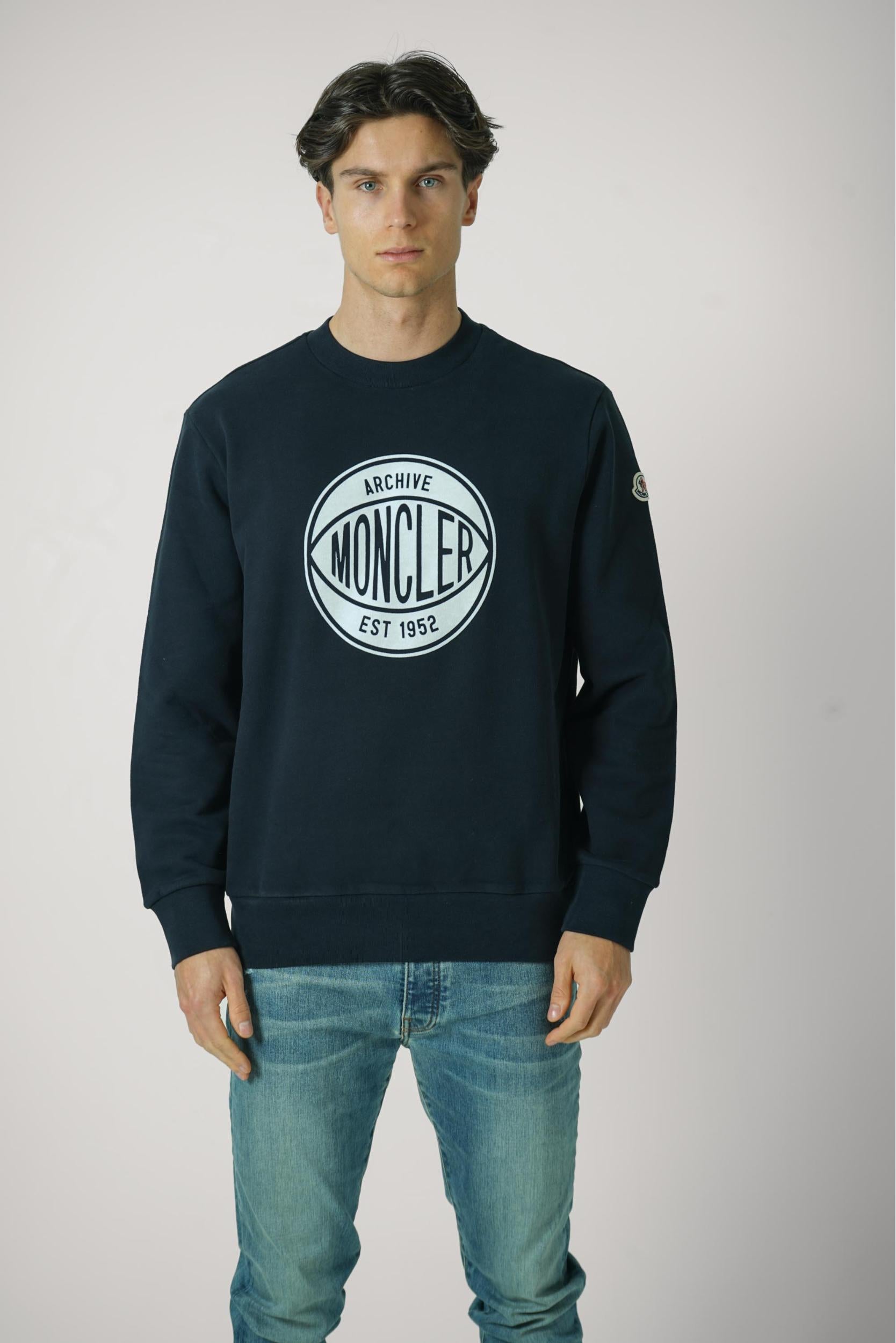 Moncler Basketball Logo Cotton Sweatshirt Navy
