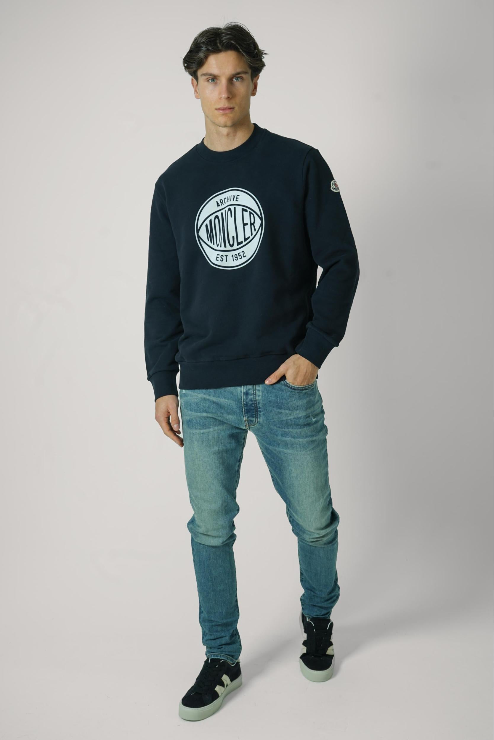 Moncler Basketball Logo Cotton Sweatshirt Navy
