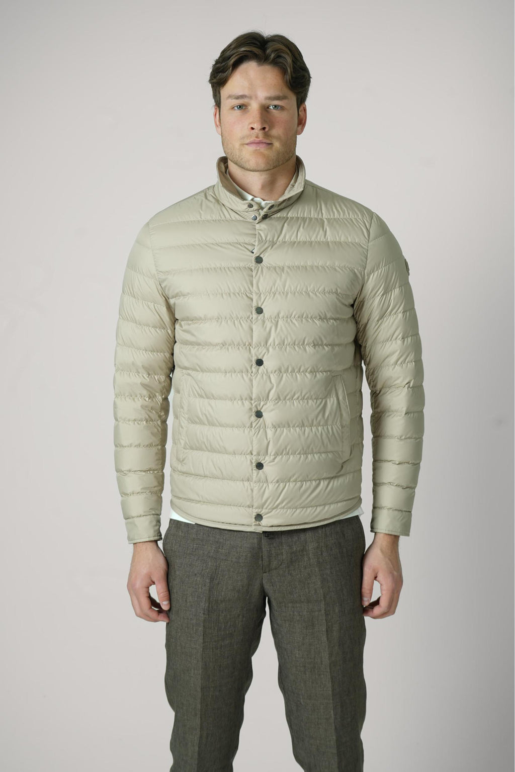 Moncler Bourdon Down Shirt Jacket Light Beige