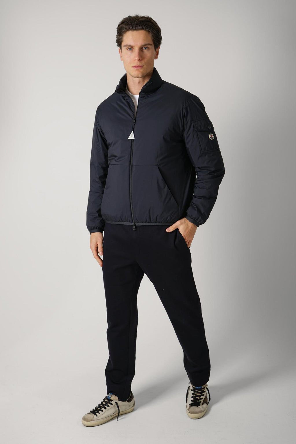 Moncler Breezes Short Padded Jacket Navy