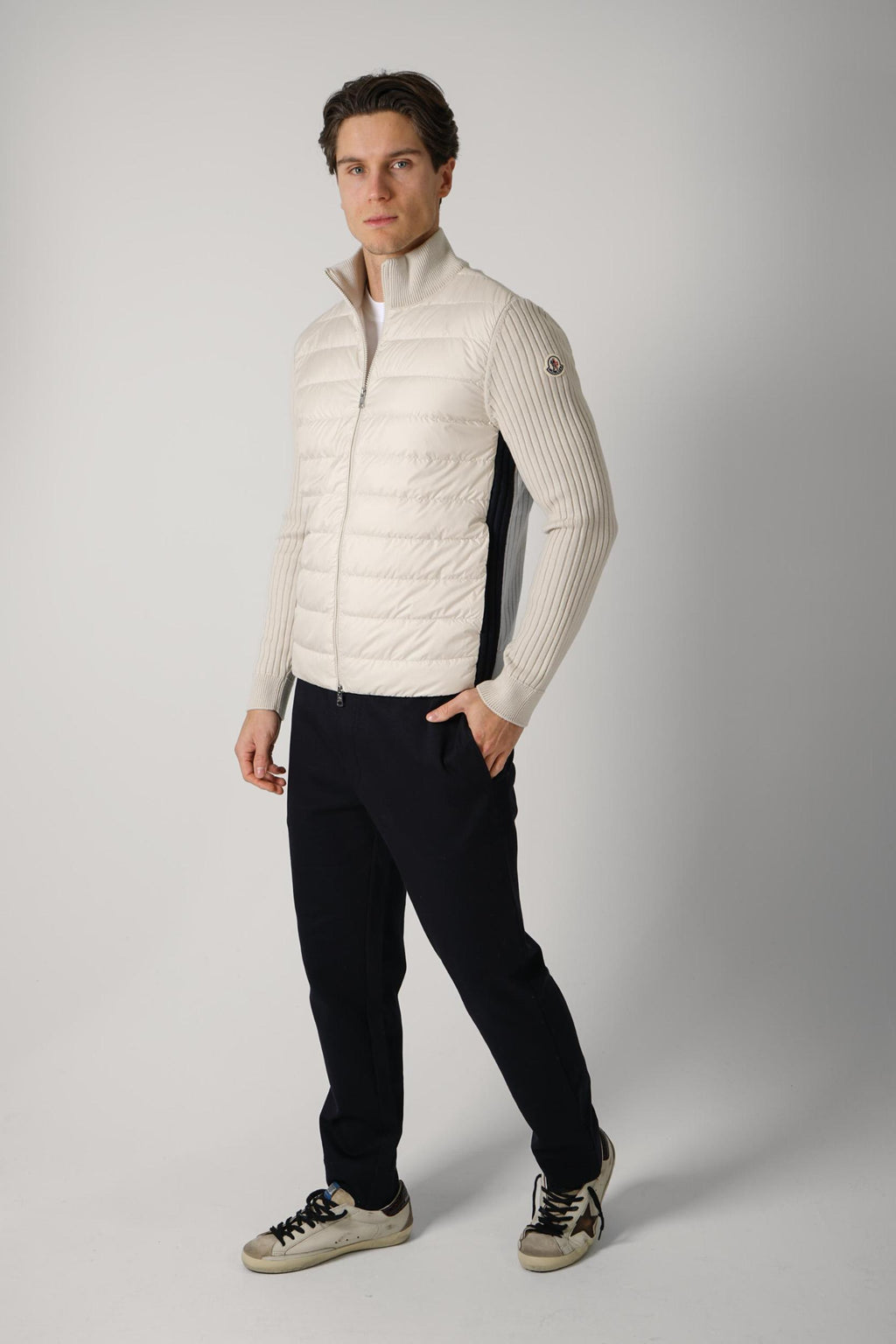 Moncler Cardigan Rib Sleeve Beige