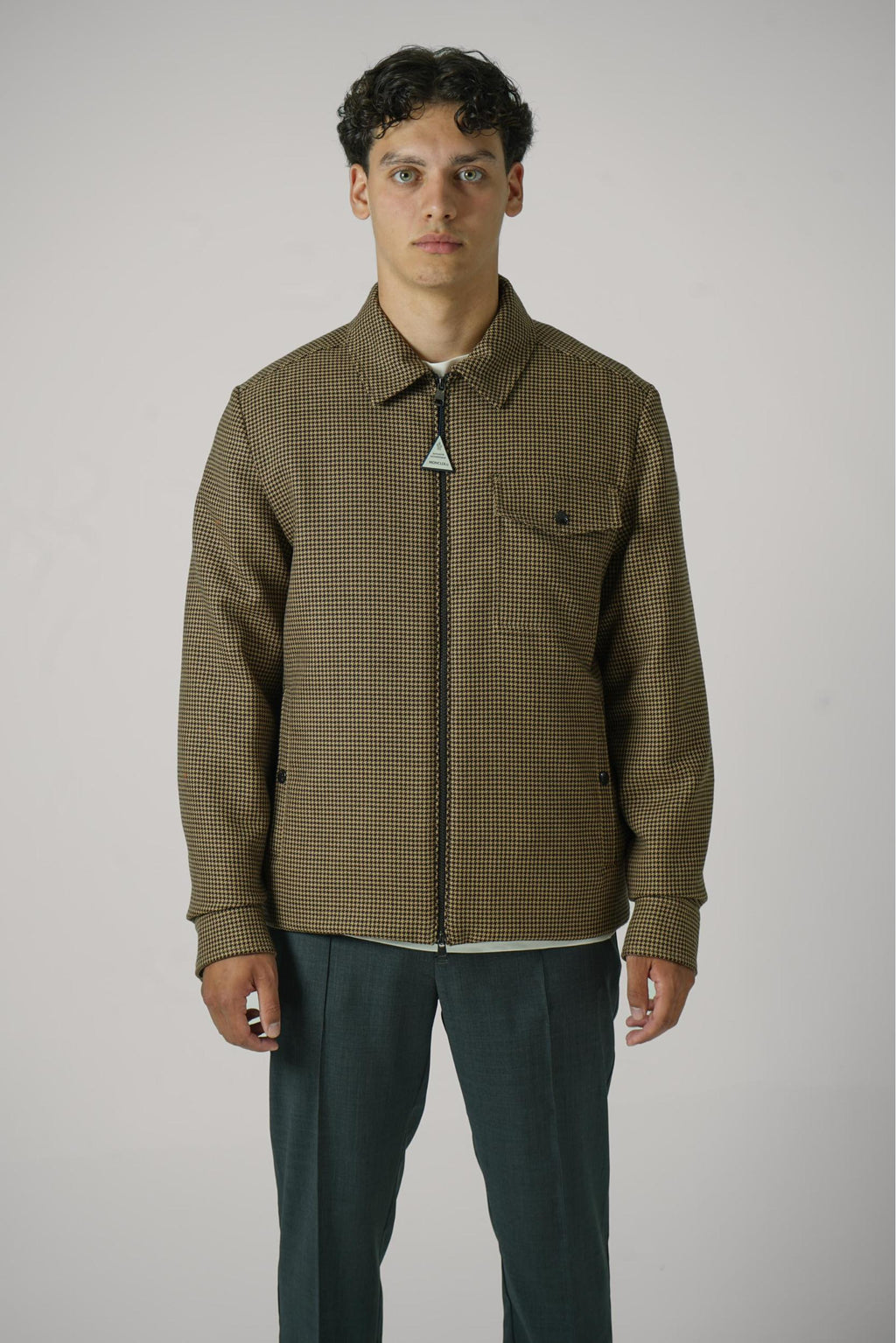Moncler Escout Wool Down Shirt Jacket Brown