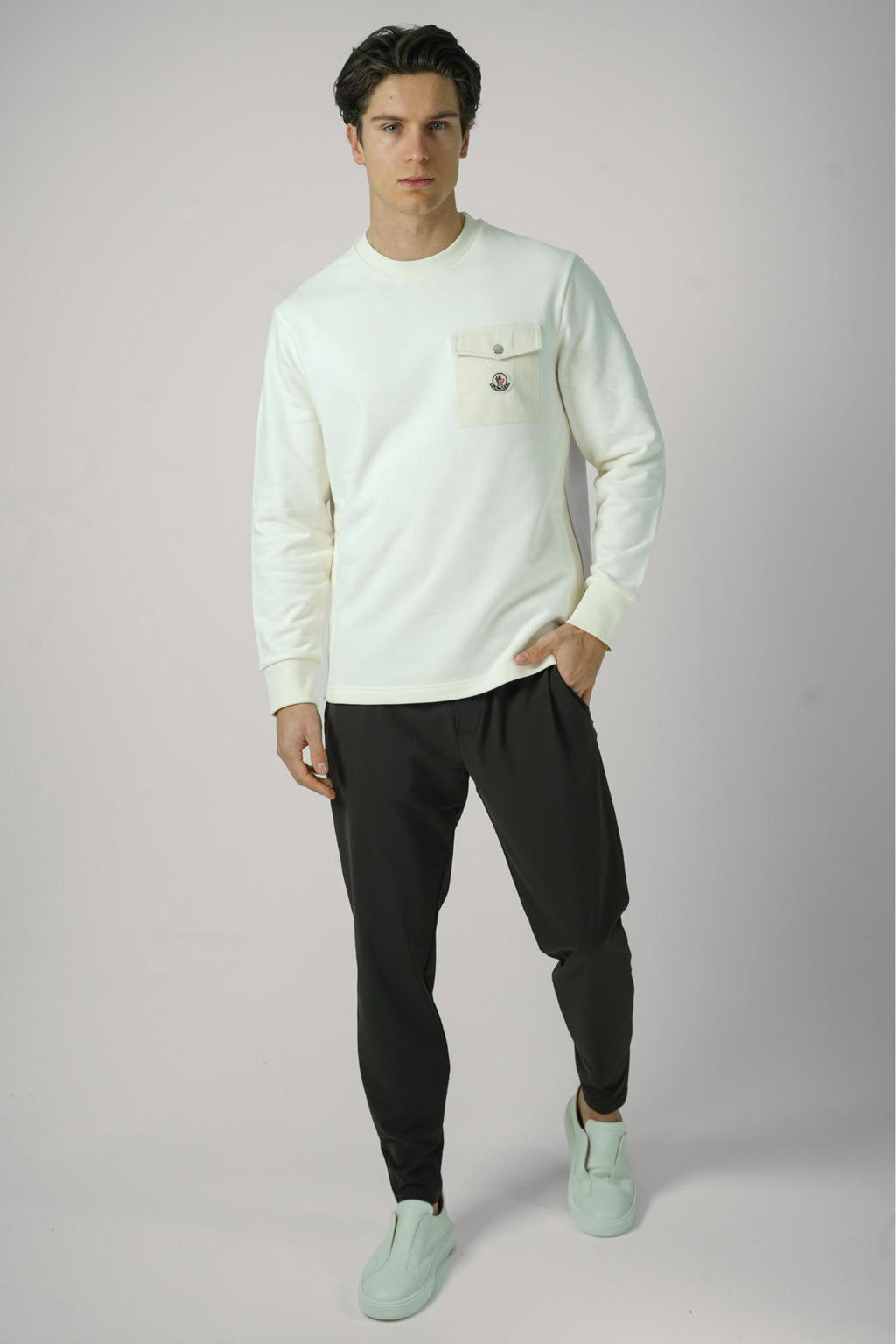 Moncler Felpa Girocollo Crewneck Off White