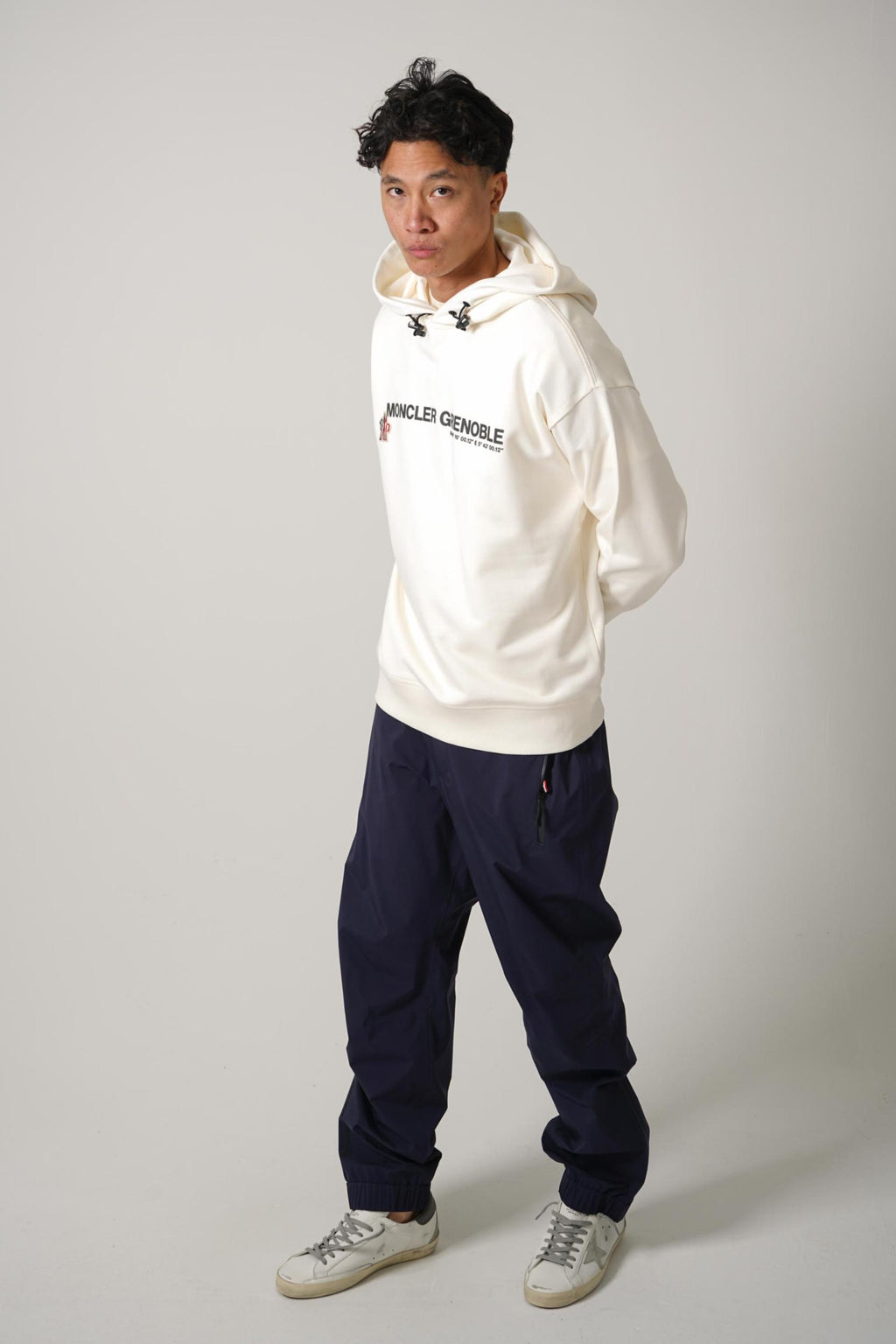 Moncler Grenoble Front Logo Hooded Crewneck Off-White