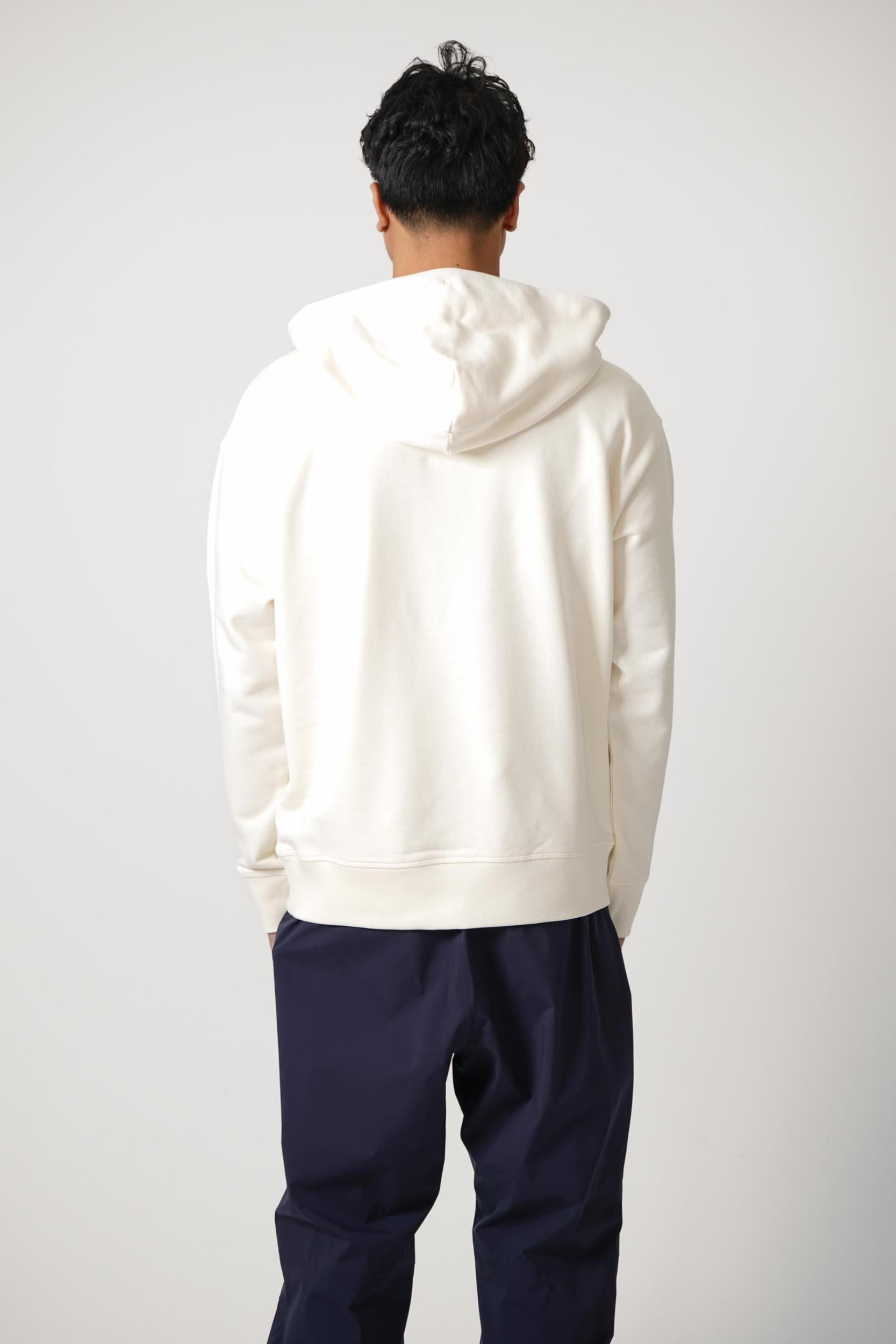 Moncler Grenoble Front Logo Hooded Crewneck Off-White