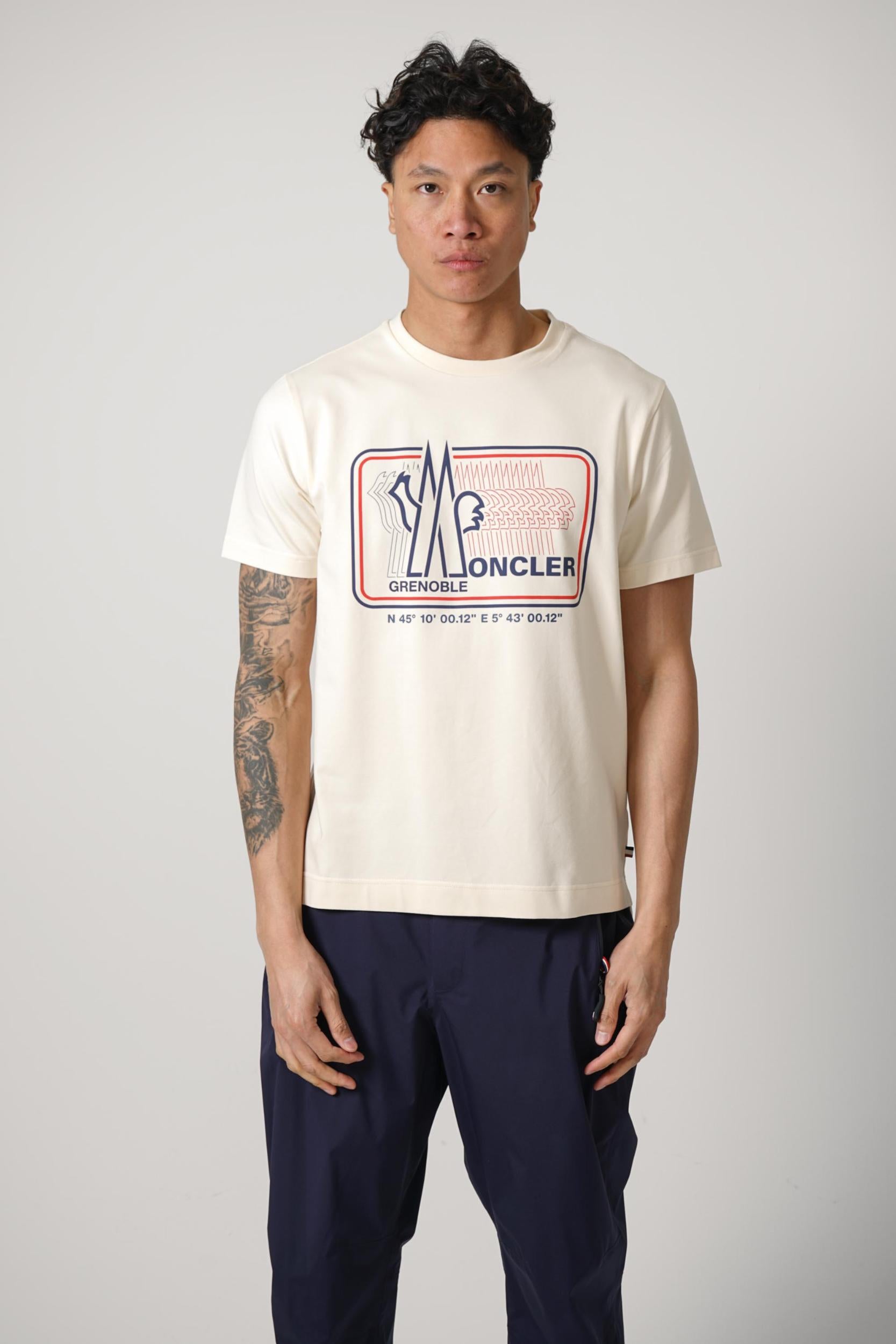 Moncler Grenoble Front Print T-Shirt Beige