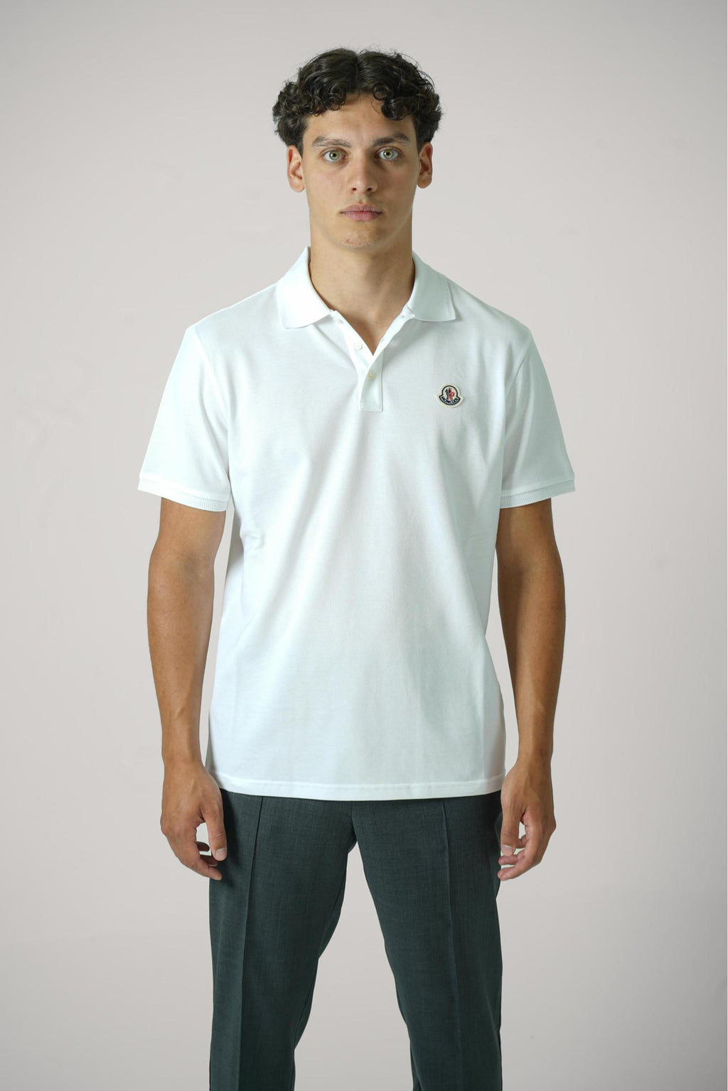Moncler Logo Patch Cotton Polo White