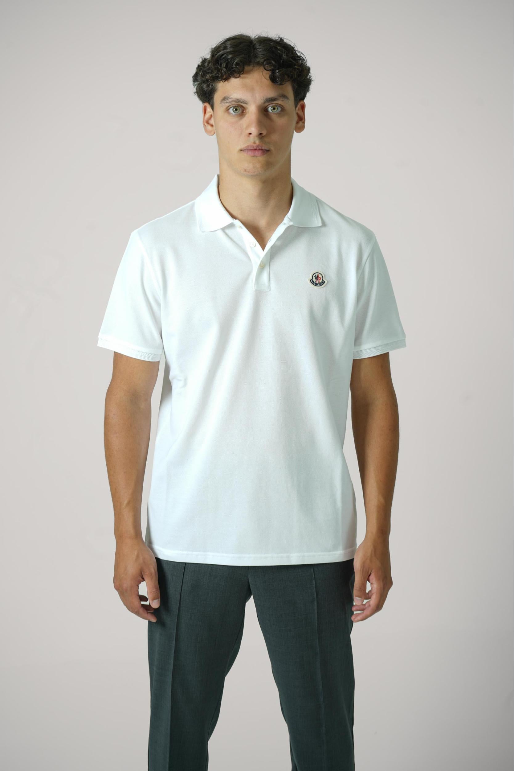 Moncler Logo Patch Cotton Polo White