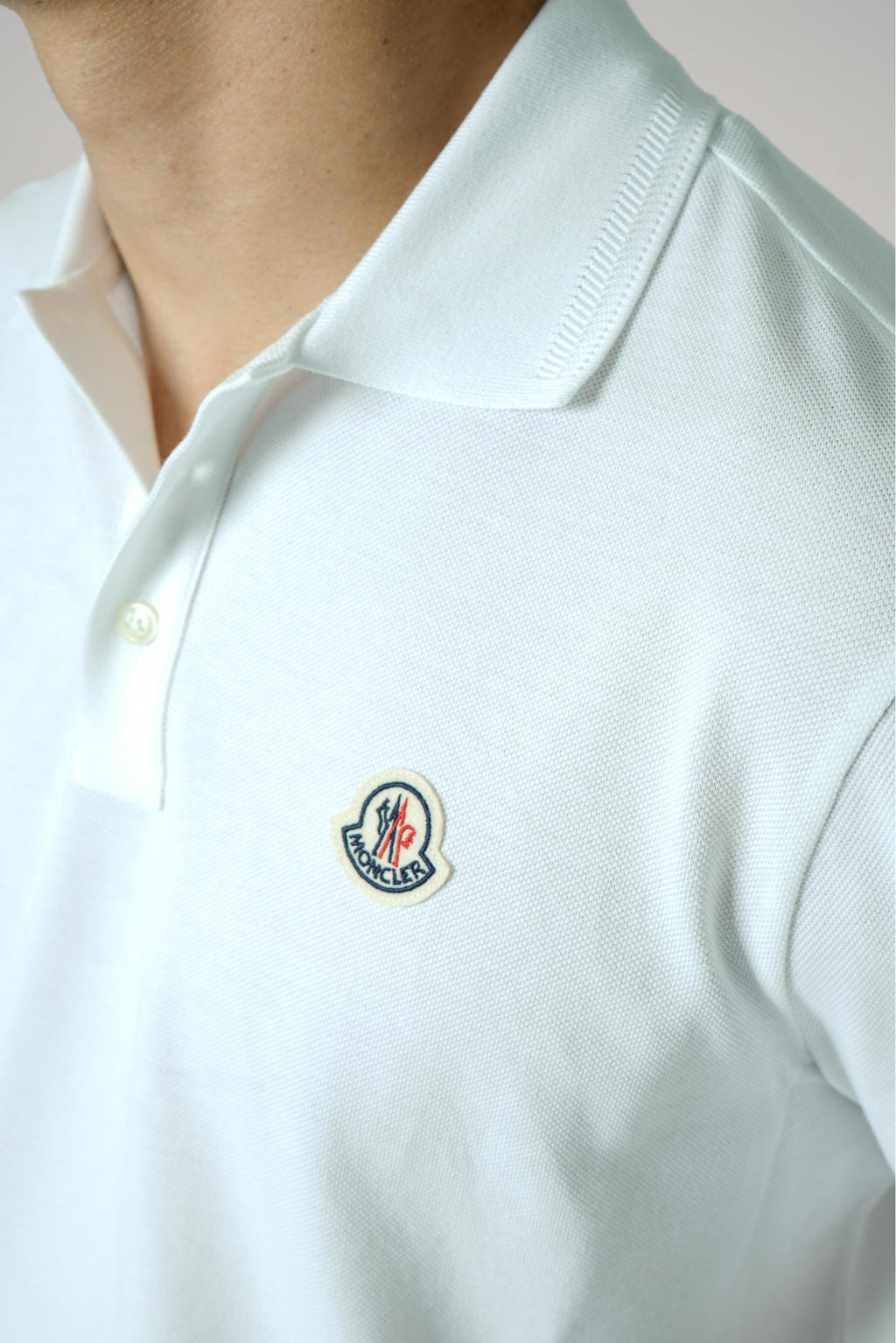 Moncler Logo Patch Cotton Polo White