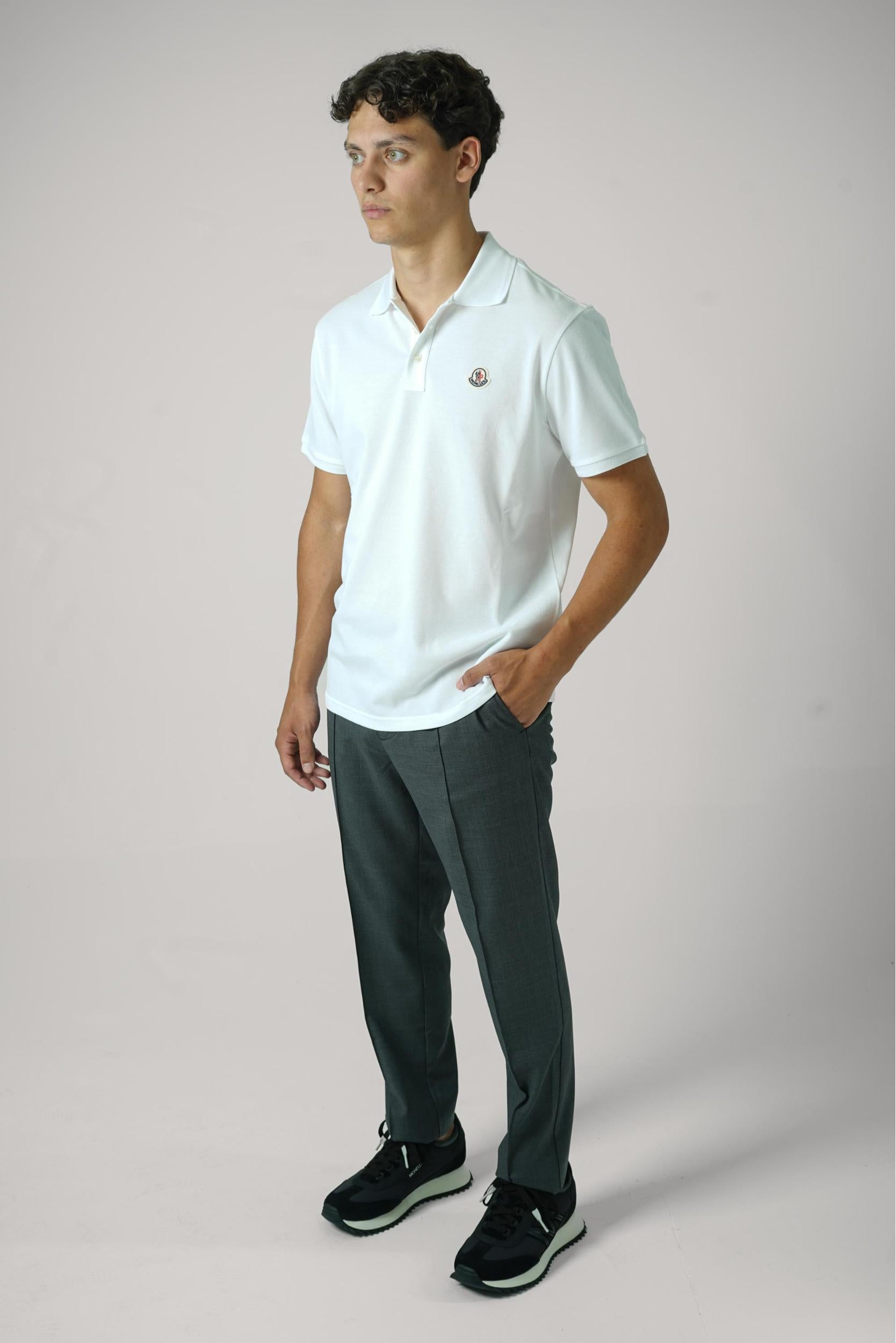 Moncler Logo Patch Cotton Polo White