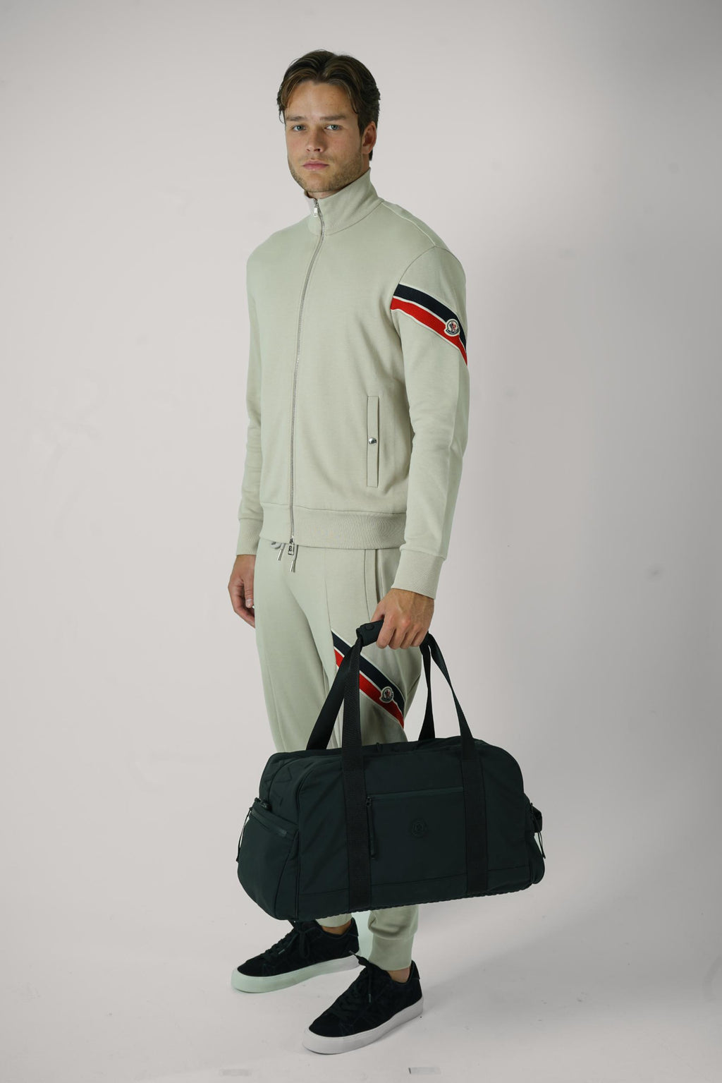 Moncler Maglia Aperta Con Zip-Up Beige