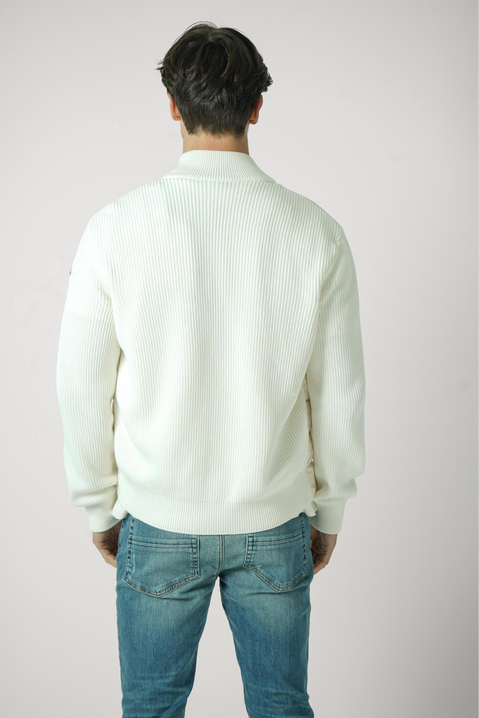 Moncler Padded Wool Cardigan White