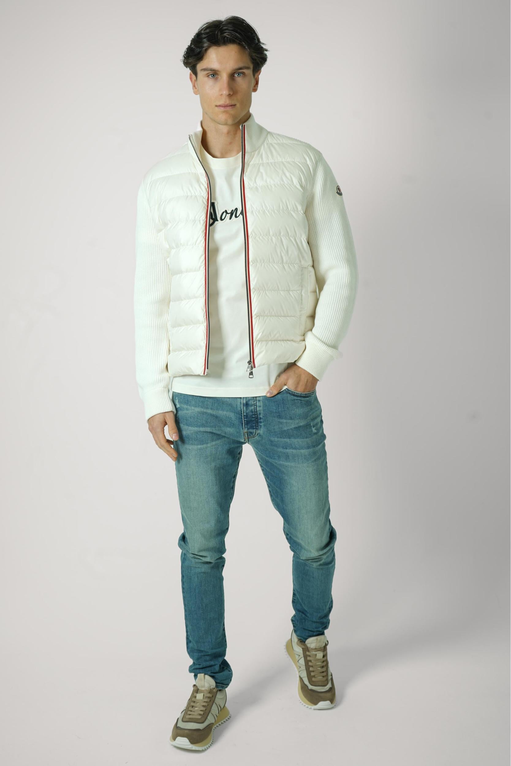 Moncler Padded Wool Cardigan White