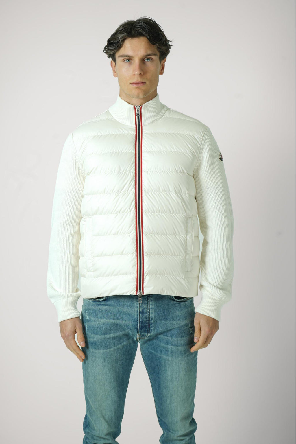 Moncler Padded Wool Cardigan White