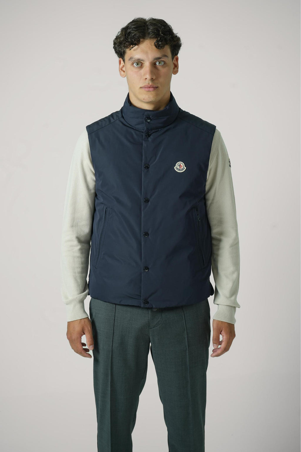Moncler Pilat Short Down Gilet Navy