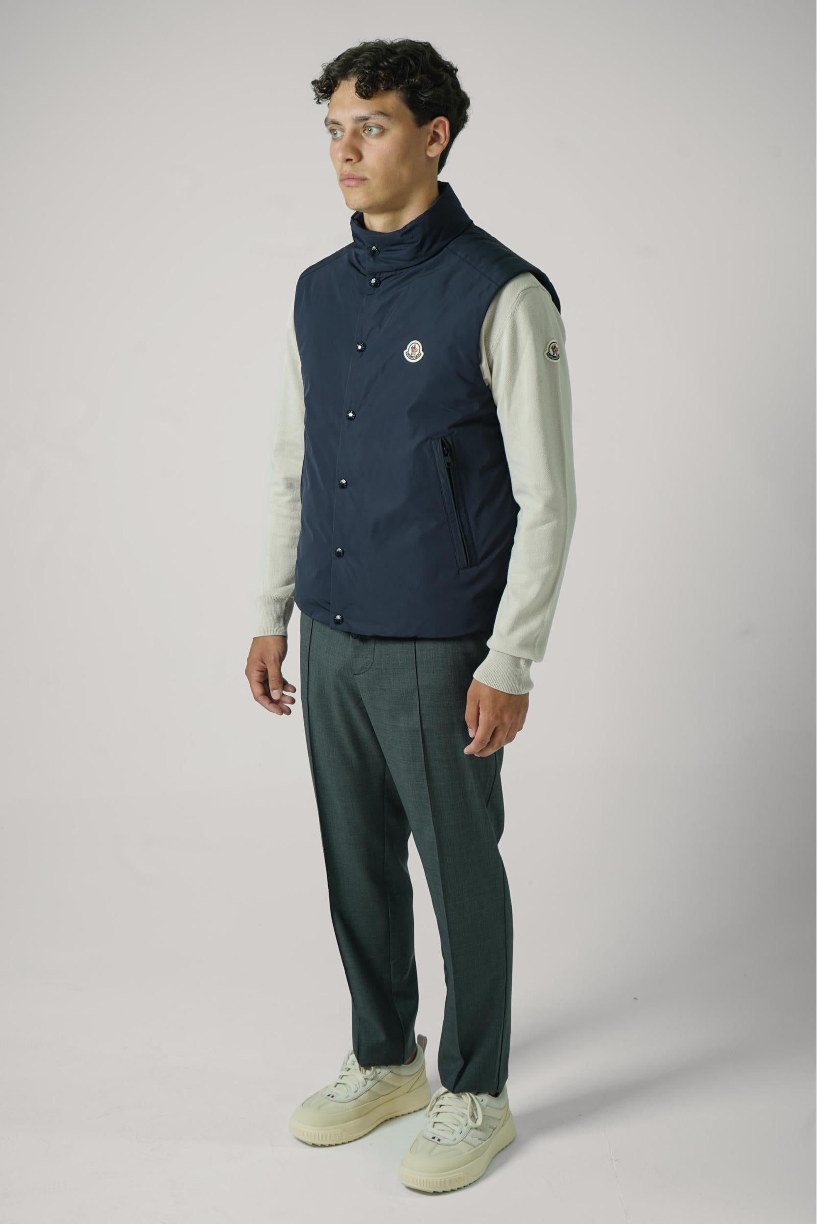 Moncler Pilat Short Down Gilet Navy