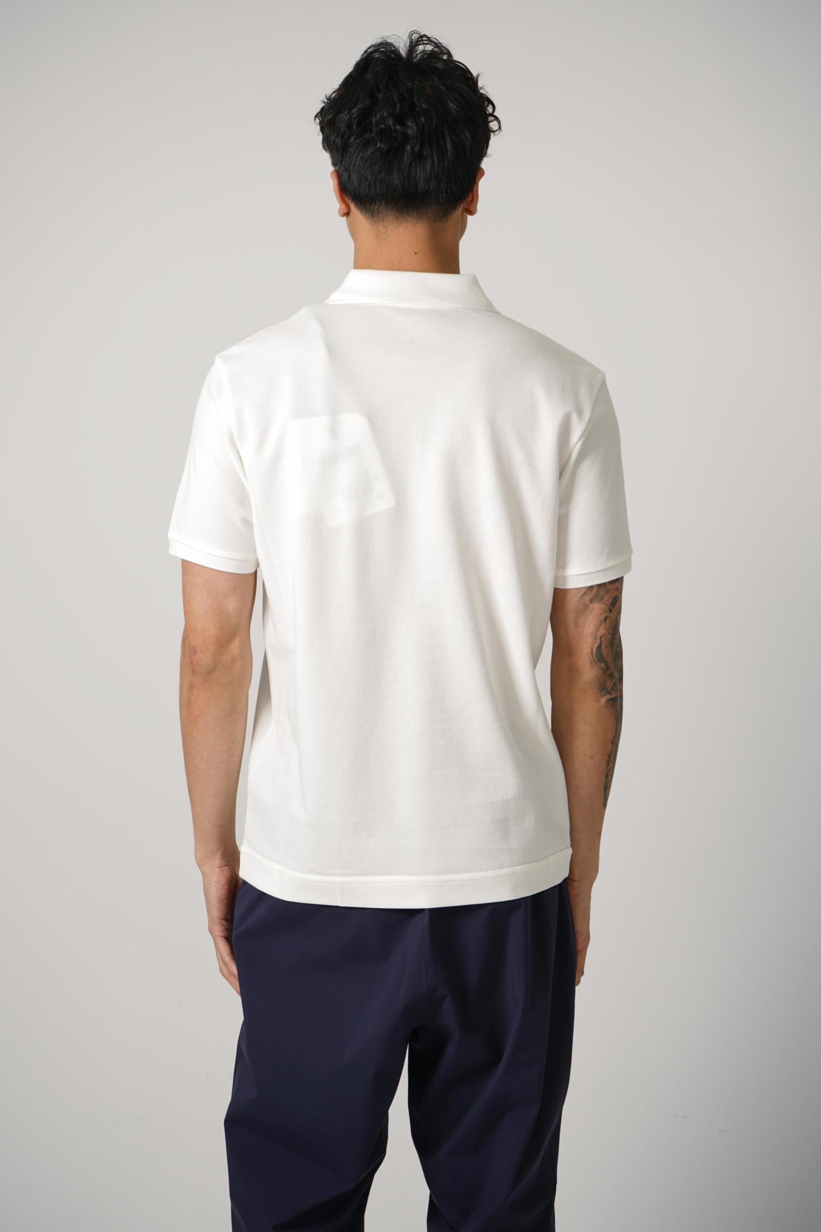 Moncler Ss Brown Patch Polo White