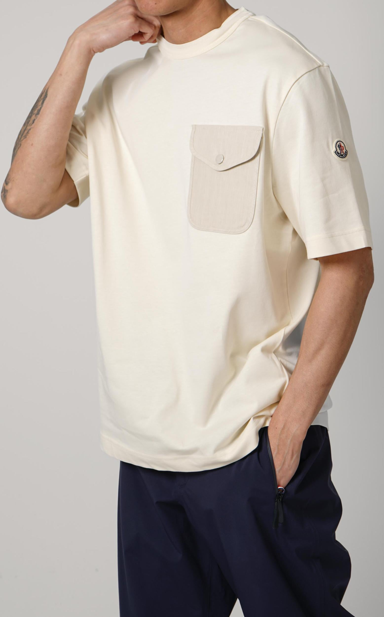 Moncler Ss Front Pocket T-Shirt Beige