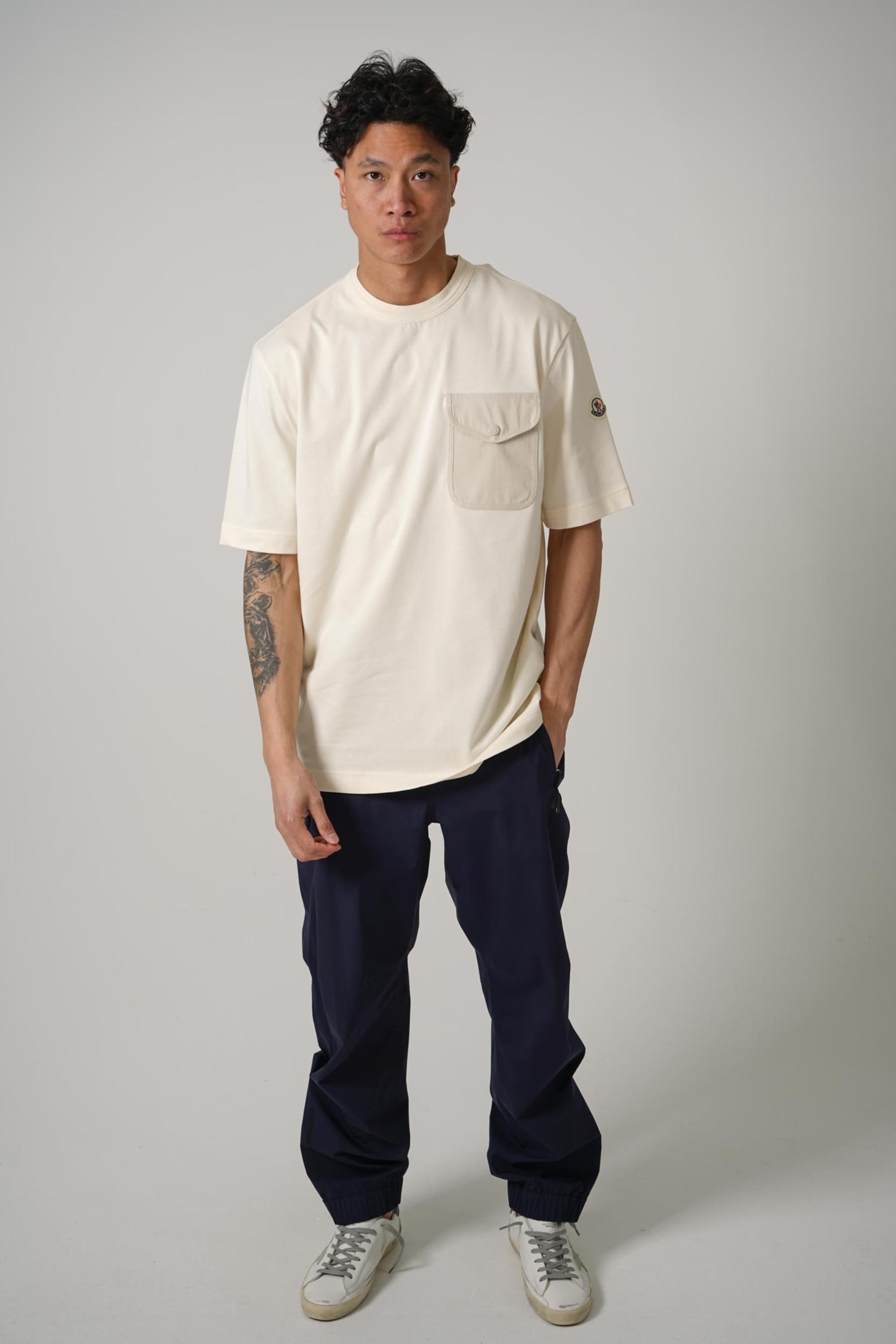Moncler Ss Front Pocket T-Shirt Beige