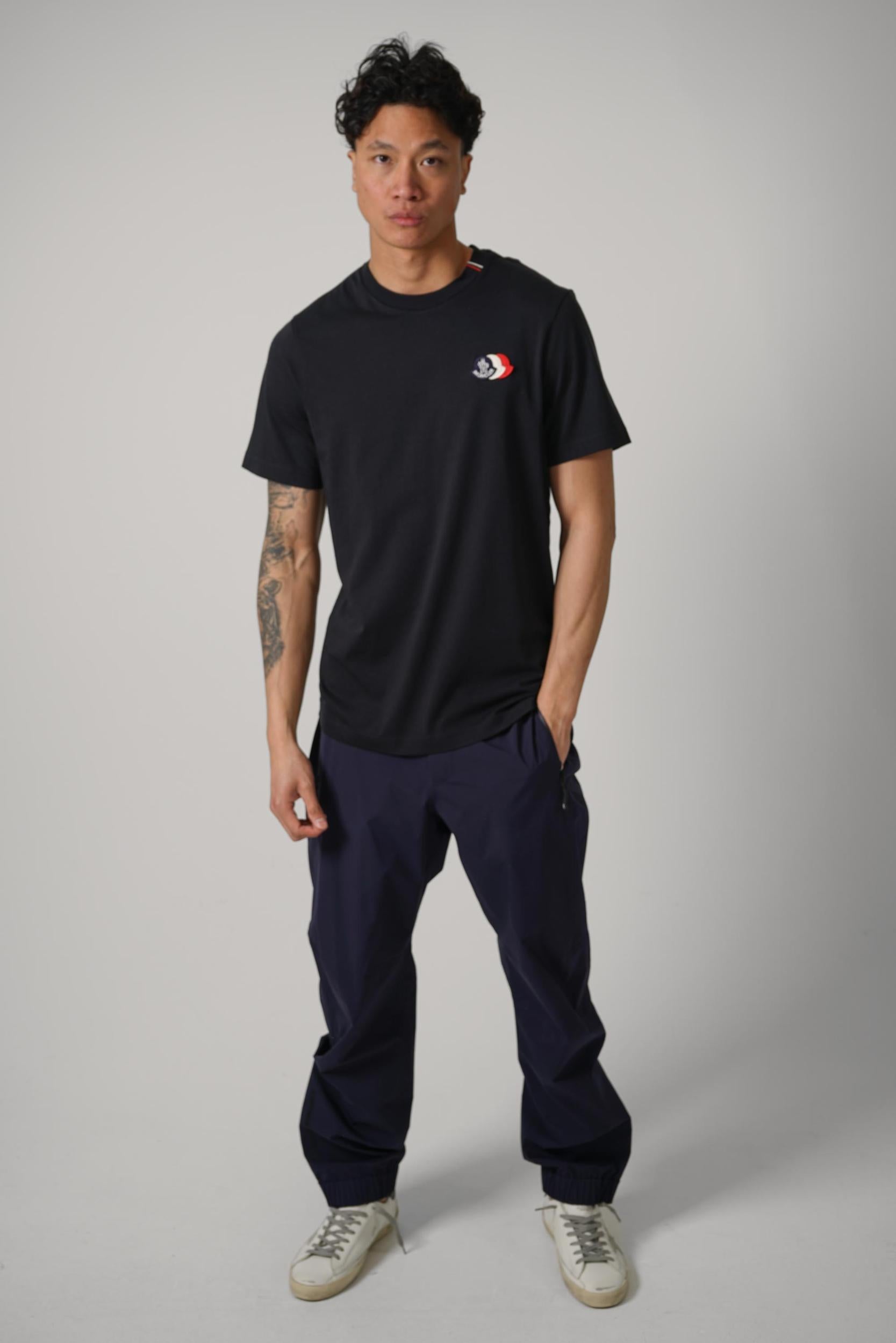 Moncler Ss Triple Patch T-Shirt Black