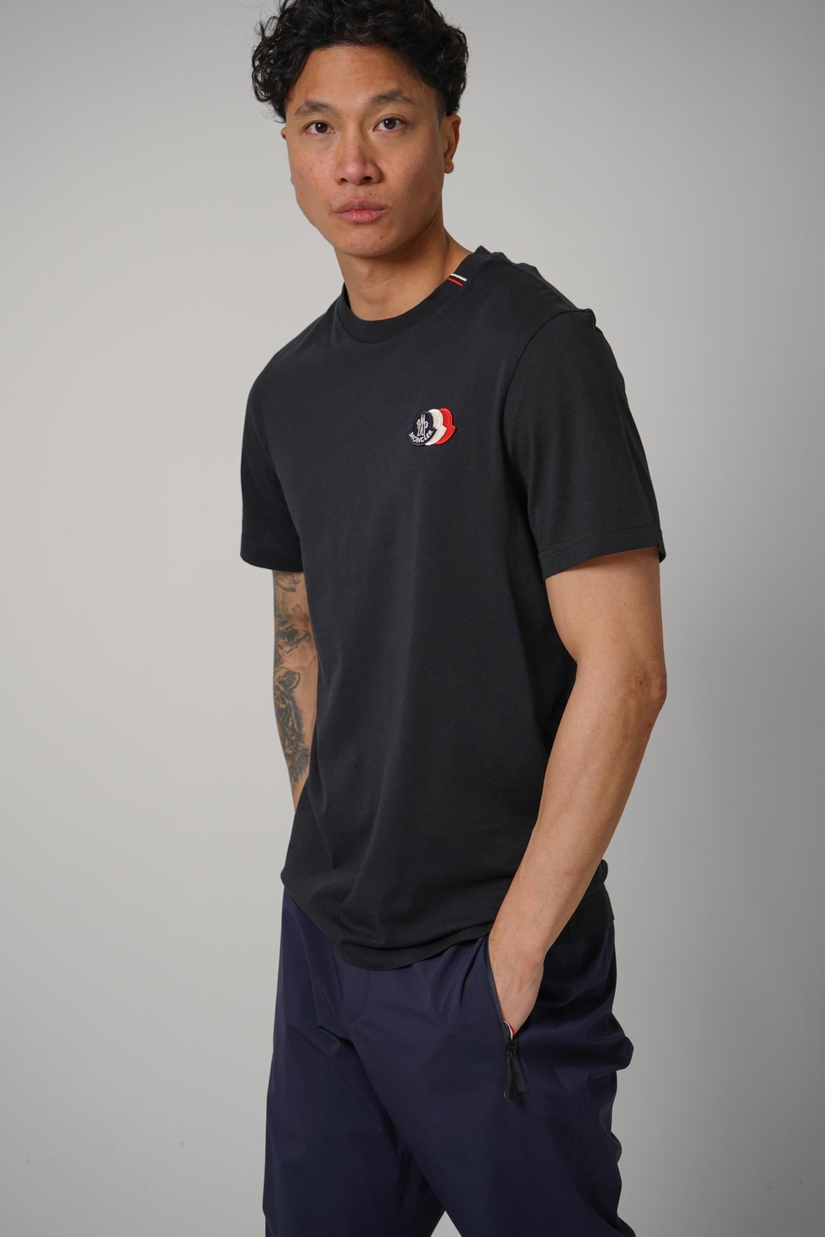 Moncler Ss Triple Patch T-Shirt Black