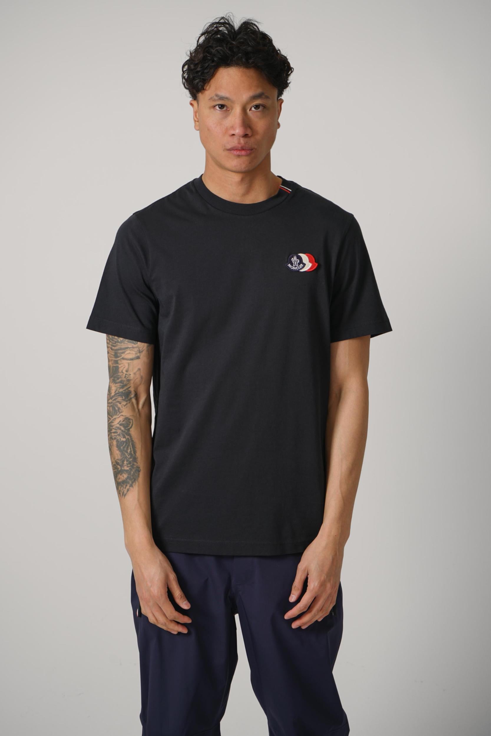 Moncler Ss Triple Patch T-Shirt Black