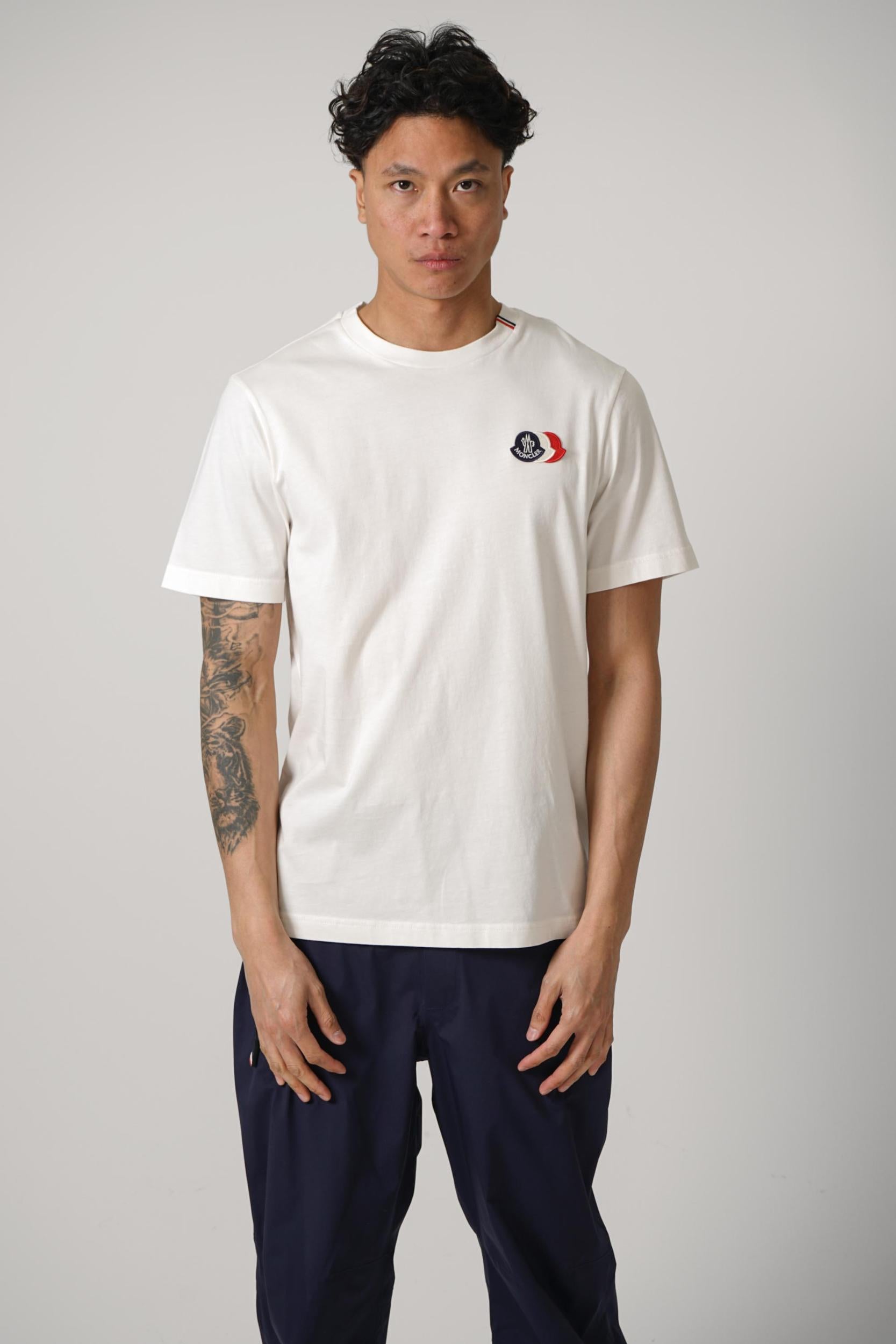 Moncler Ss Triple Patch T-Shirt White