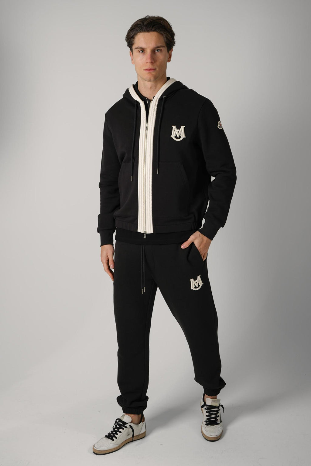 Moncler Zip Up Cardigan Black