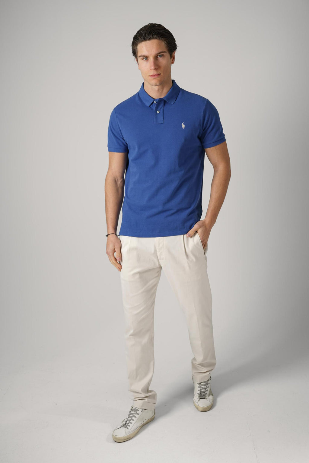 Ralph Lauren Classic Custom Slim Fit Cotton Polo Blue