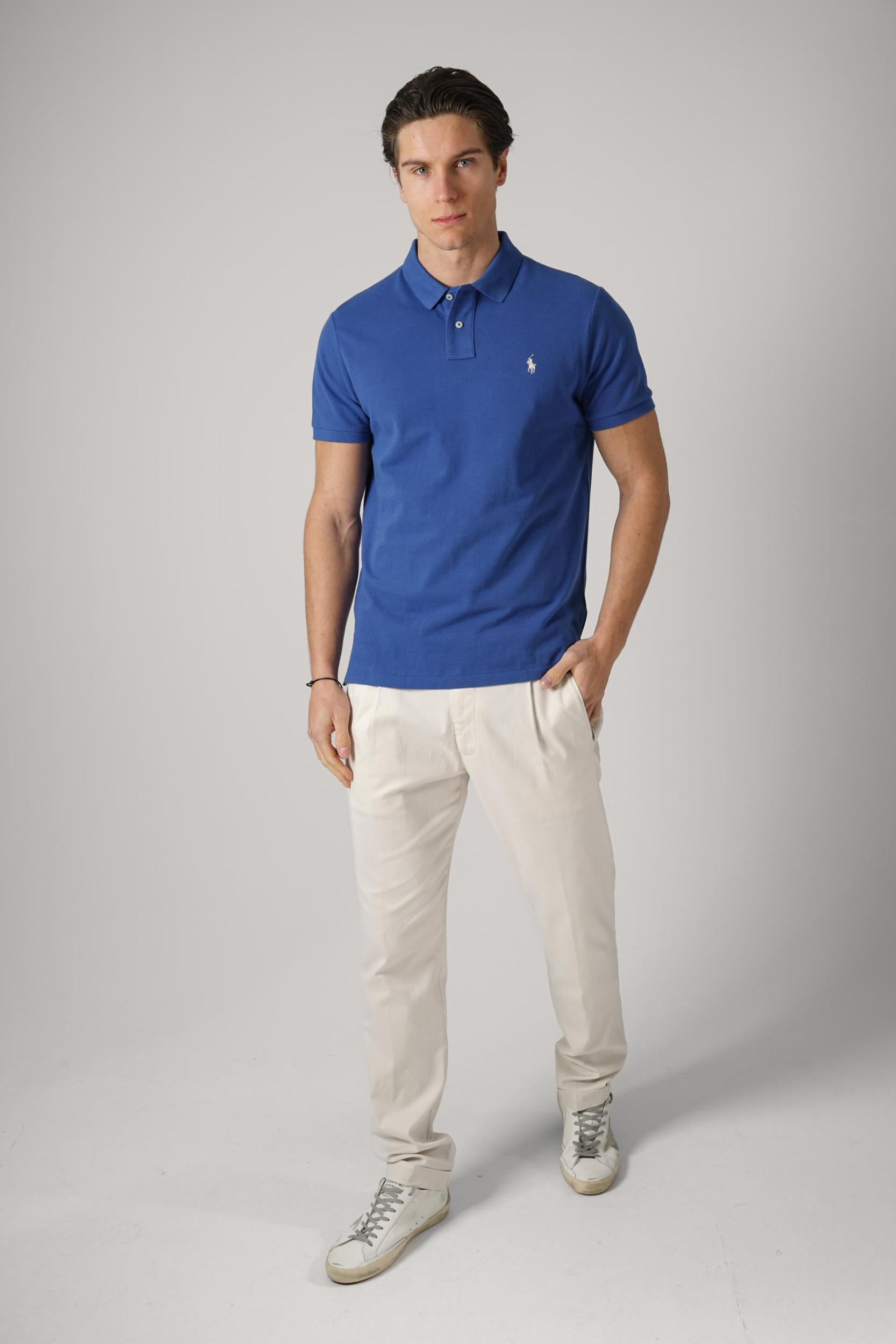 Ralph Lauren Classic Custom Slim Fit Cotton Polo Blue
