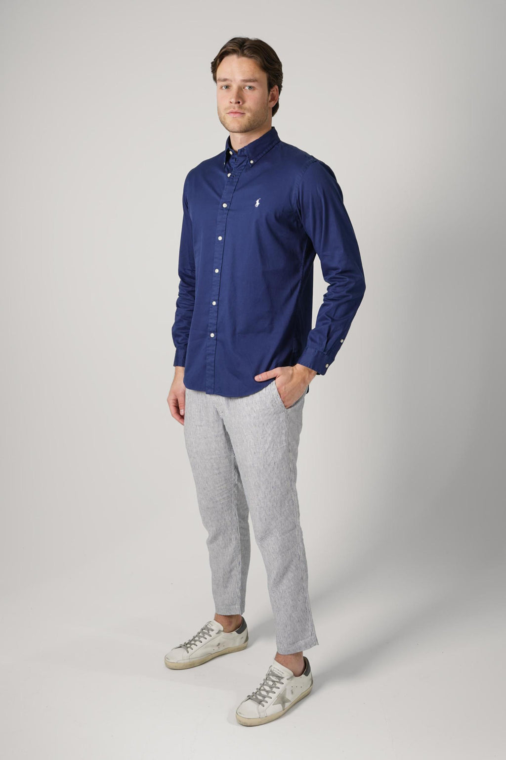 Ralph Lauren Custom Feather Weight Twill Shirt Navy