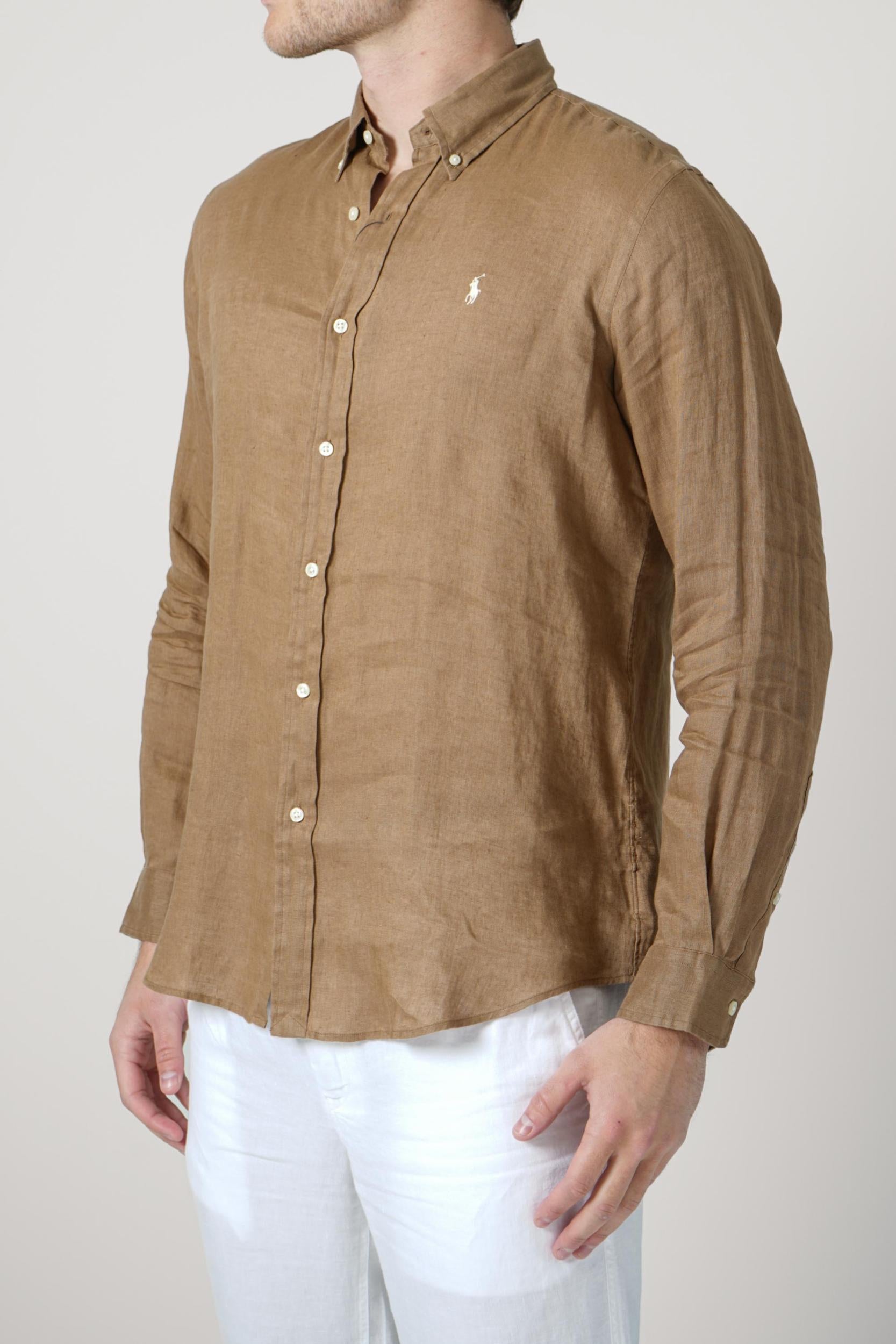 Ralph Lauren Custom Fit Linen Shirt Brown