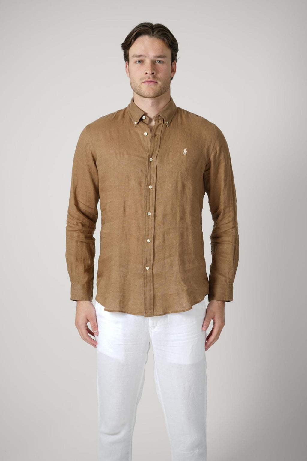 Ralph Lauren Custom Fit Linen Shirt Brown