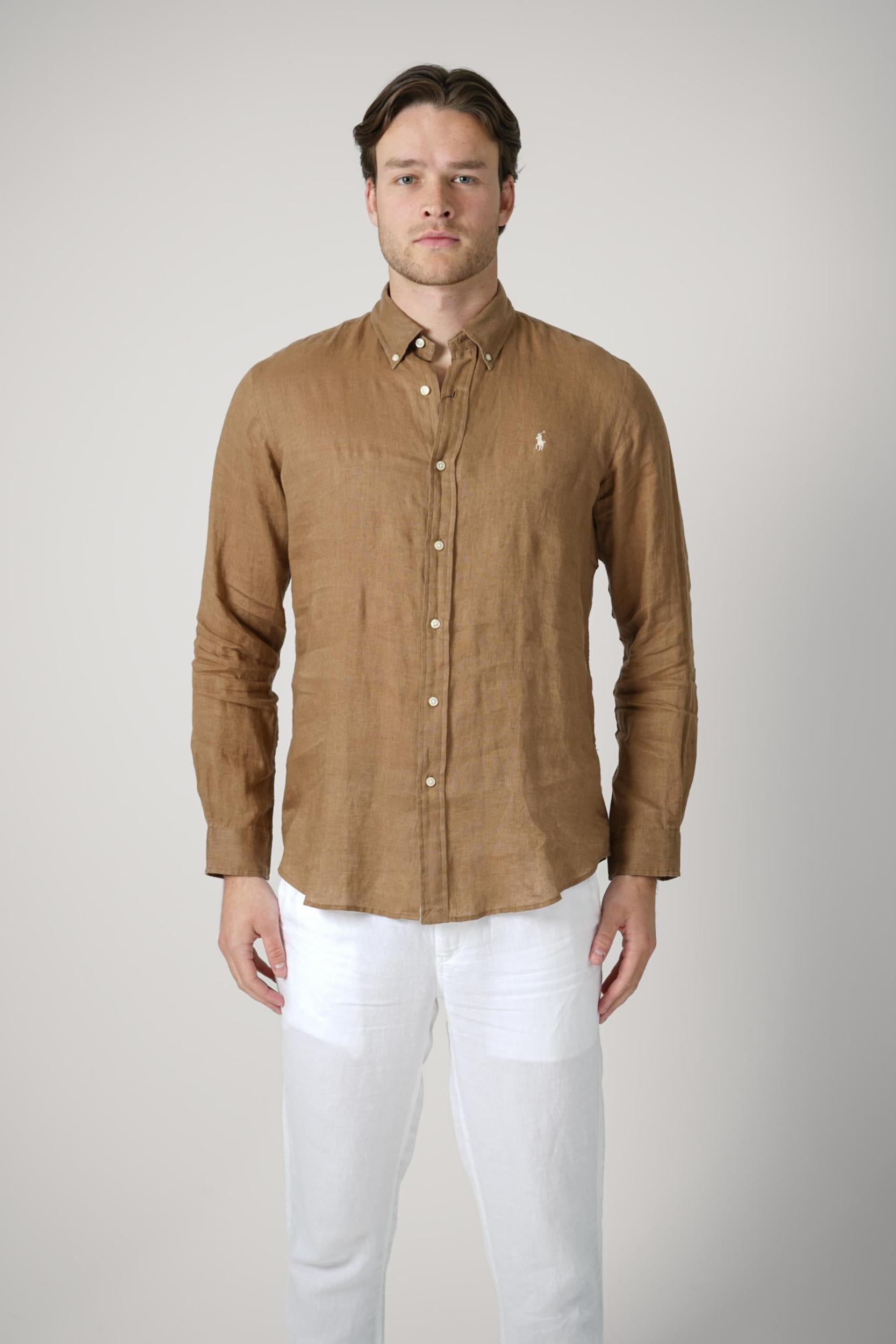 Ralph Lauren Custom Fit Linen Shirt Brown