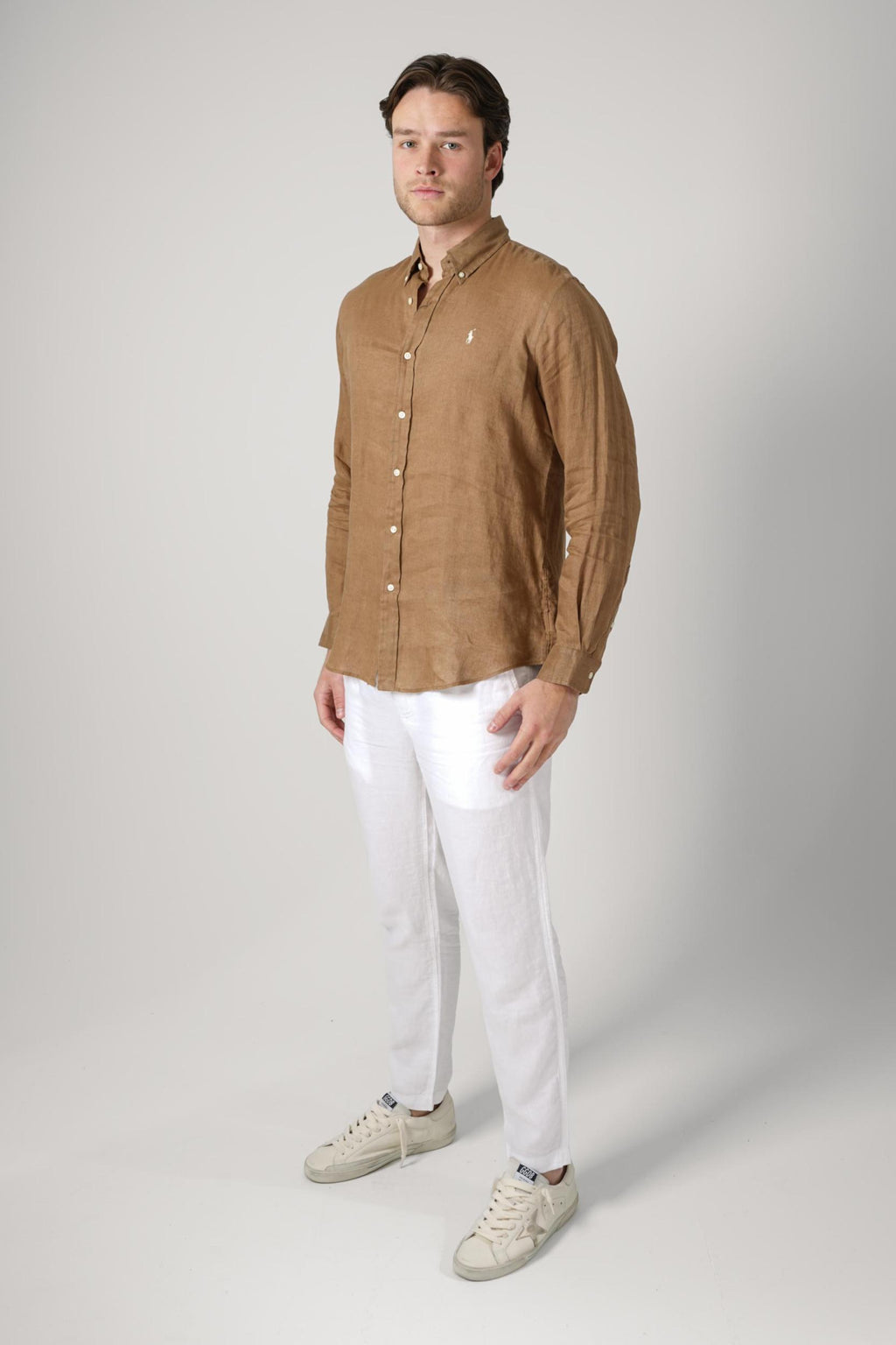 Ralph Lauren Custom Fit Linen Shirt Brown