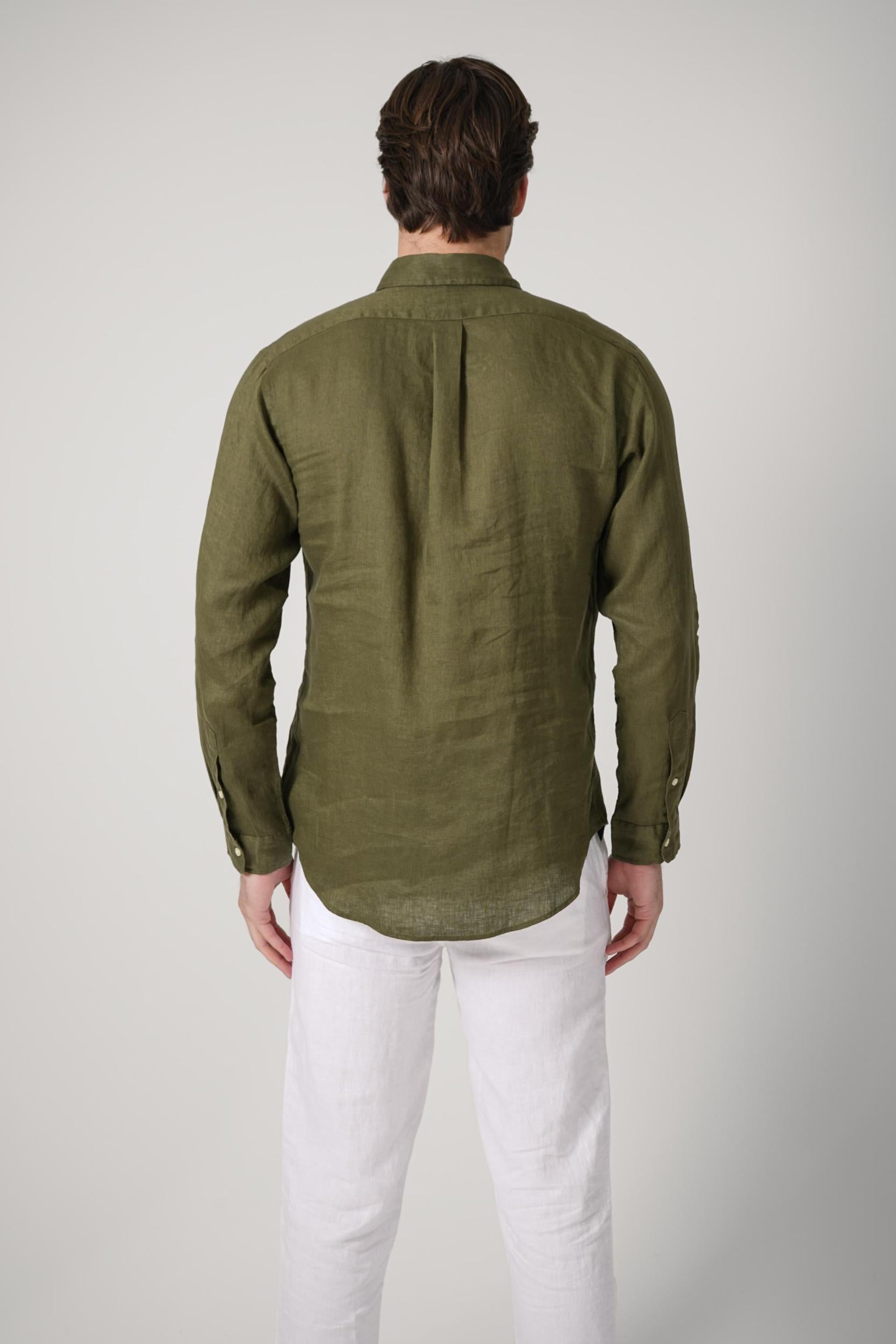Ralph Lauren Custom Fit Linen  Shirt Green