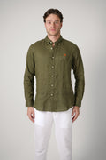 Ralph Lauren Custom Fit Linen  Shirt Green