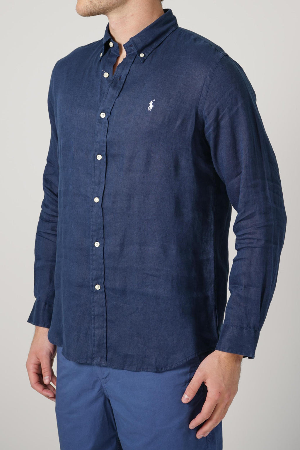 Ralph Lauren Custom Fit Linen Shirt Navy